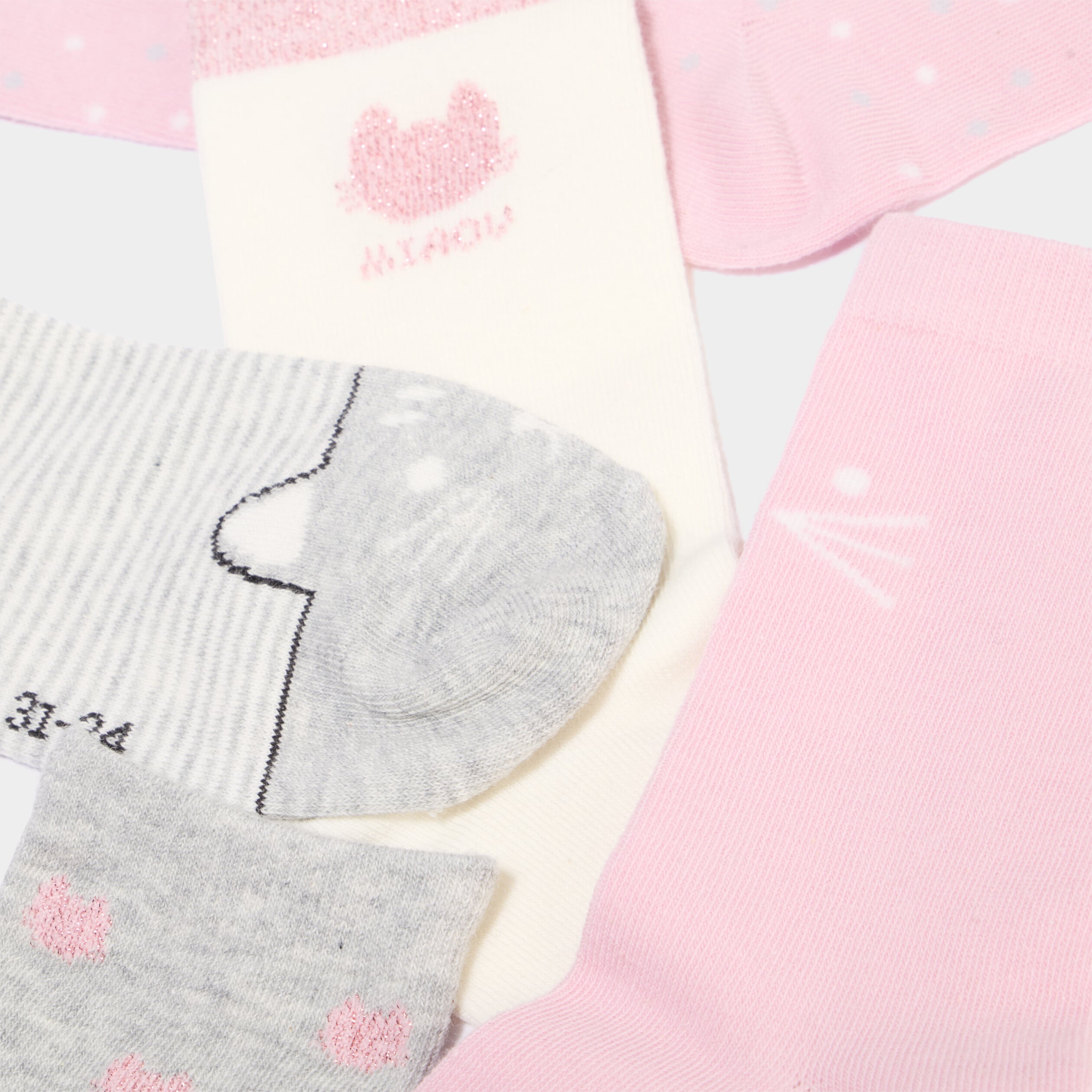 Lot 5 paires chaussettes rose clair fille