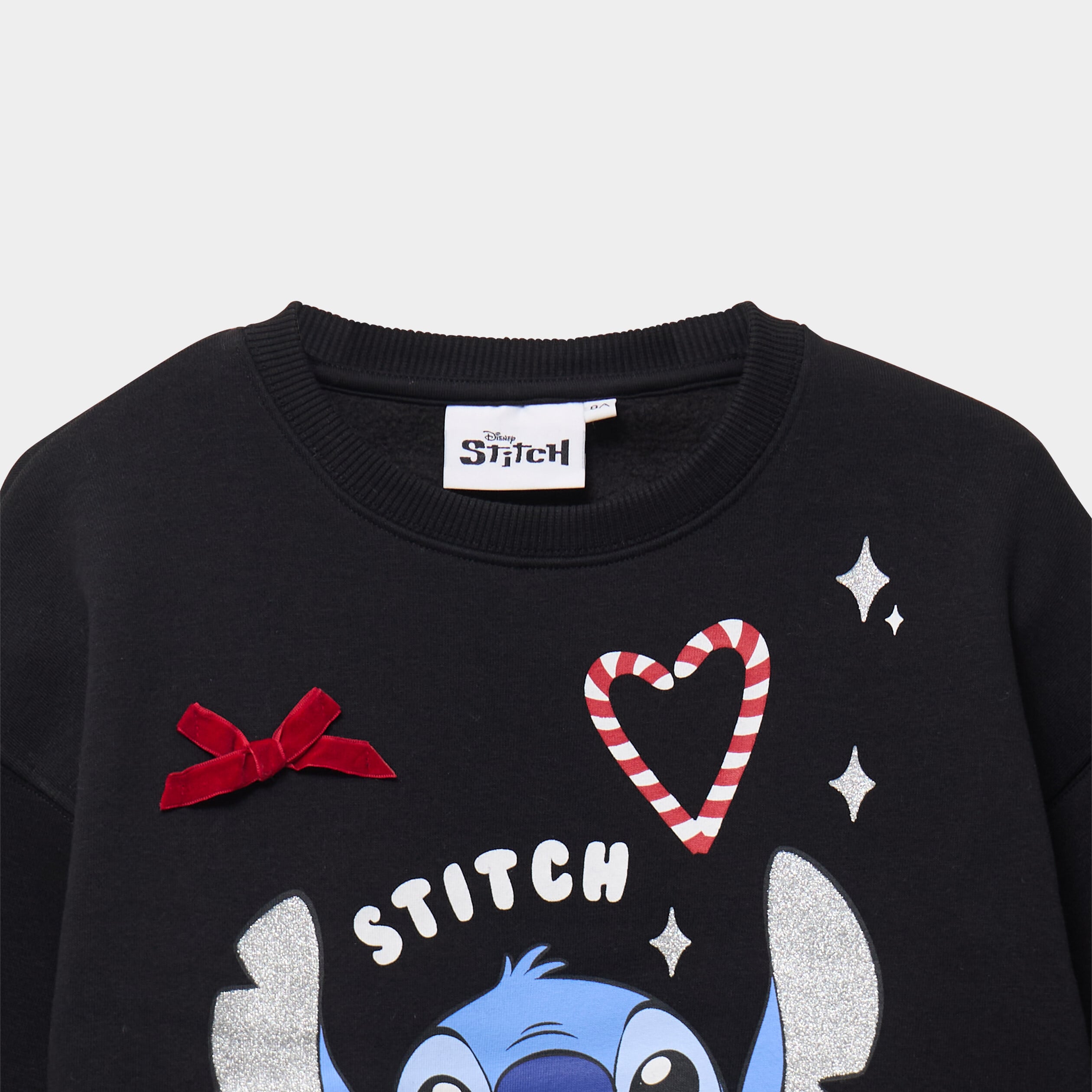 Sweat oversize manches longues Stitch noir fille