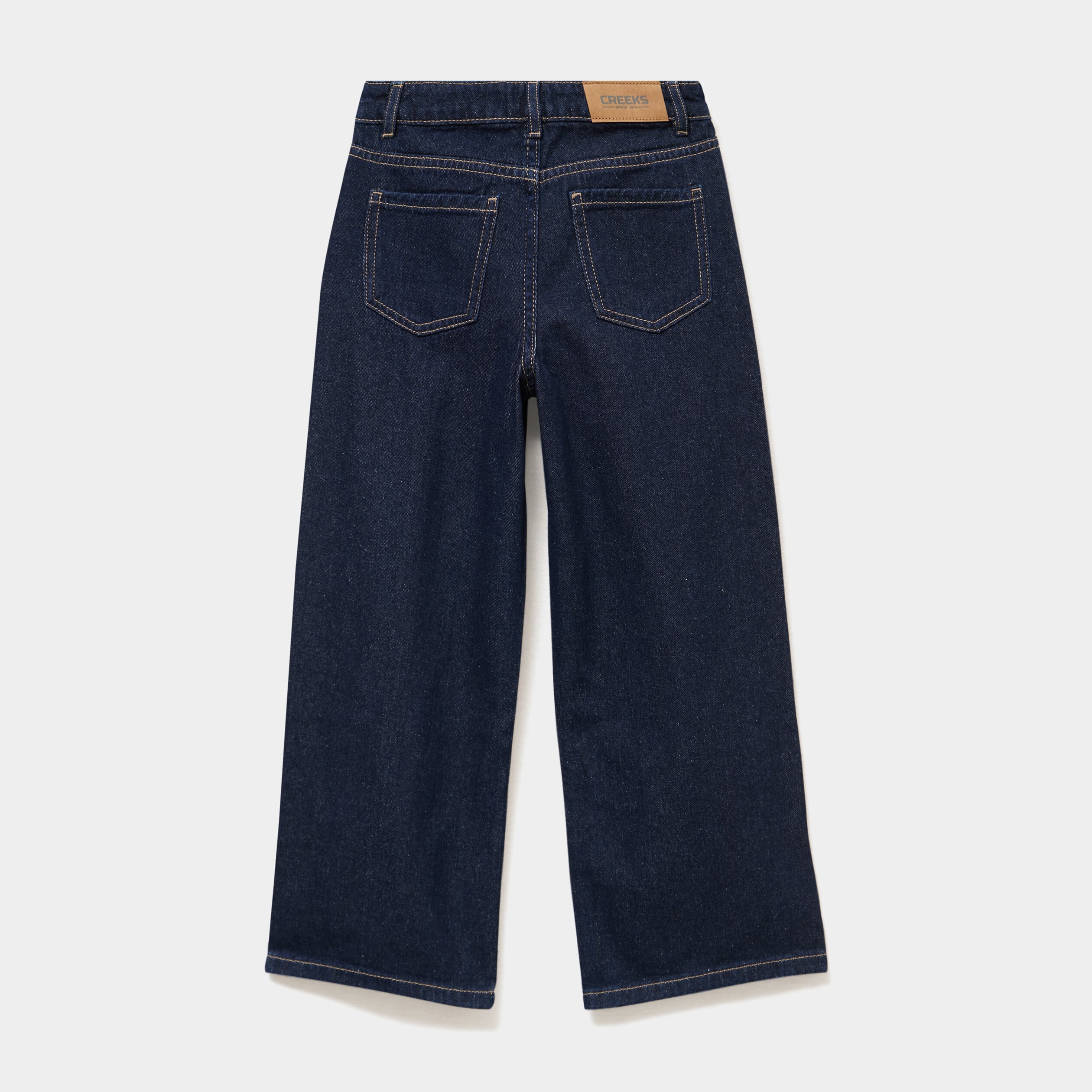 Jean large brod&eacute; noeud coton denim brut fille
