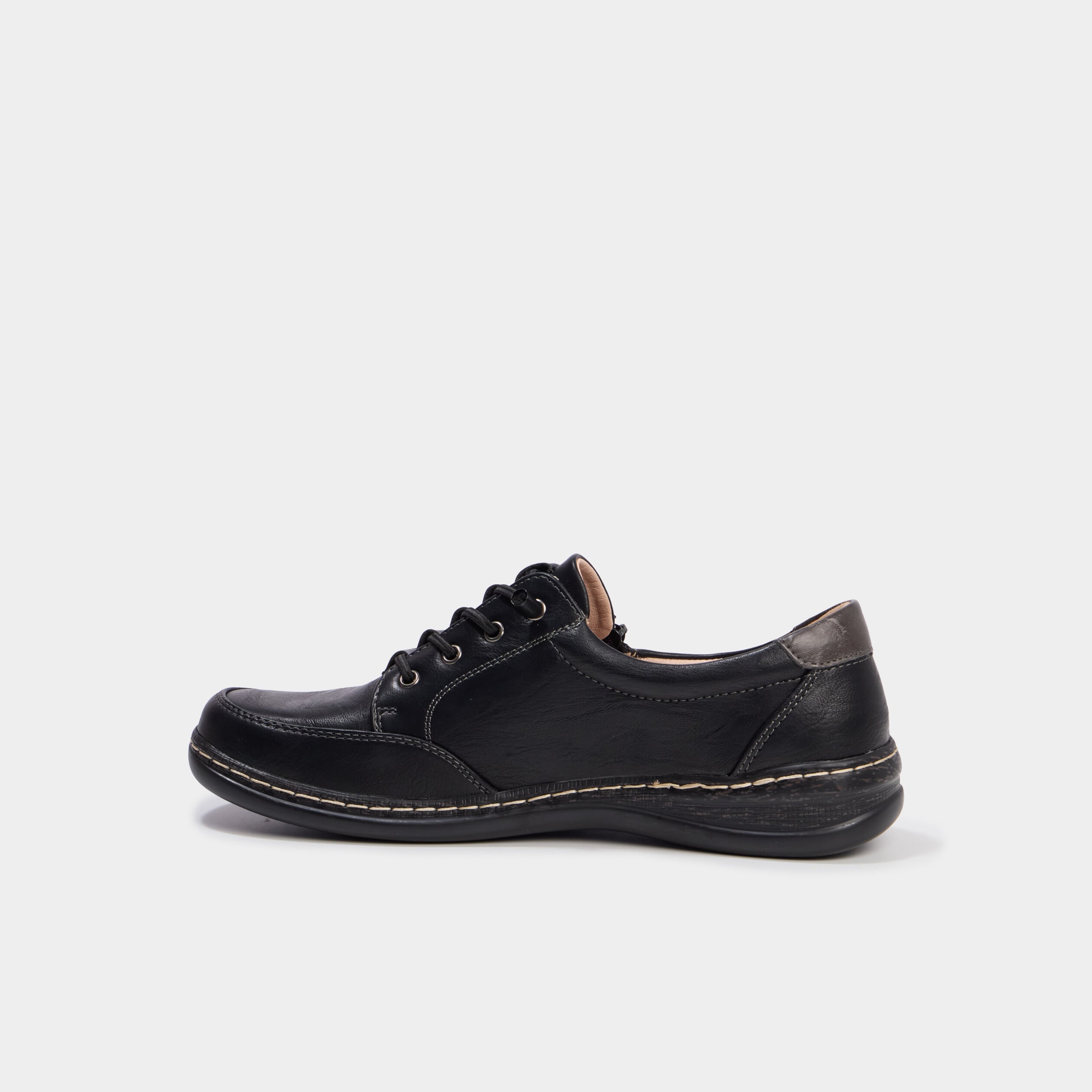 Derbies confort zipp&eacute;es &agrave; lacets noir femme