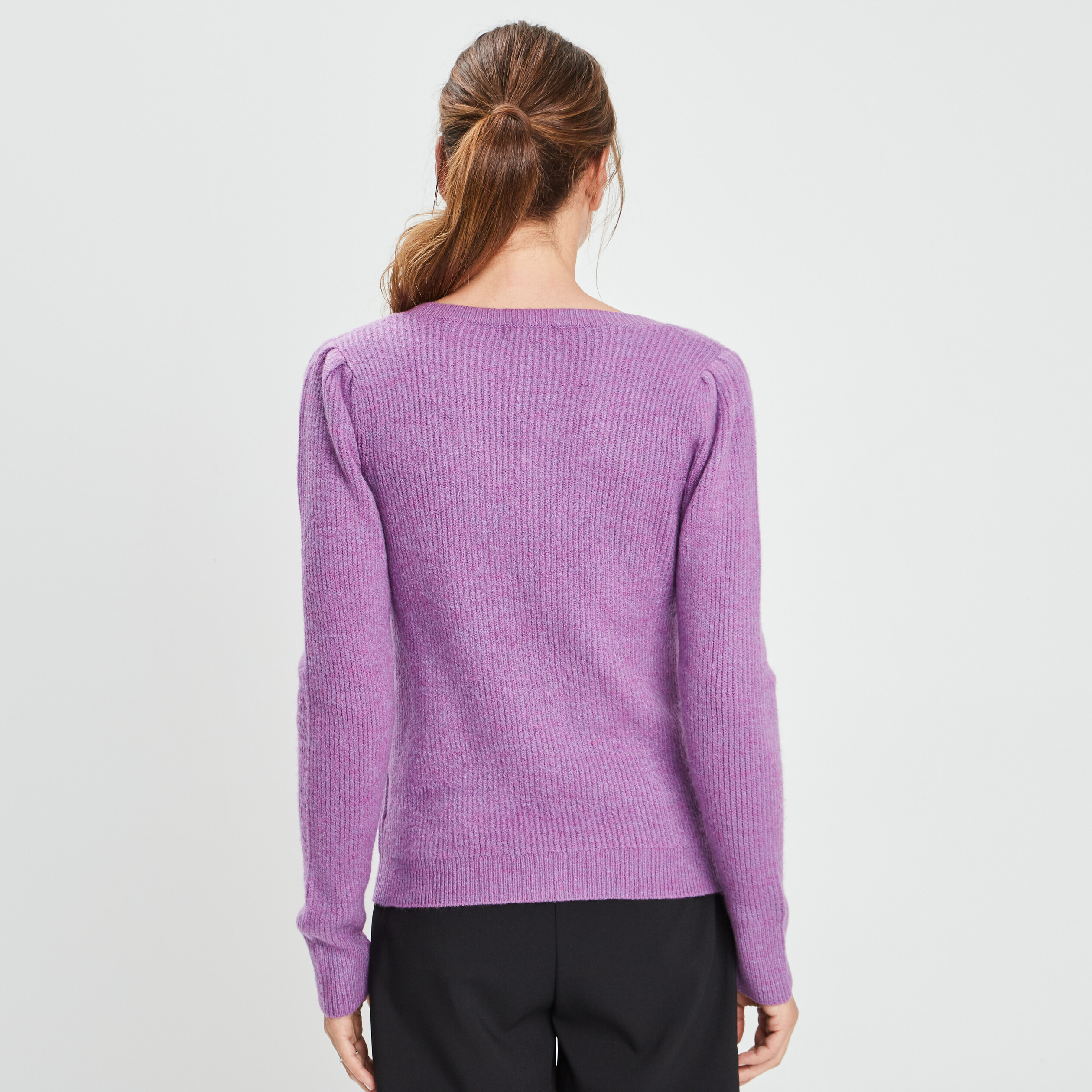 Gilet boutonné avec col en V violet femme