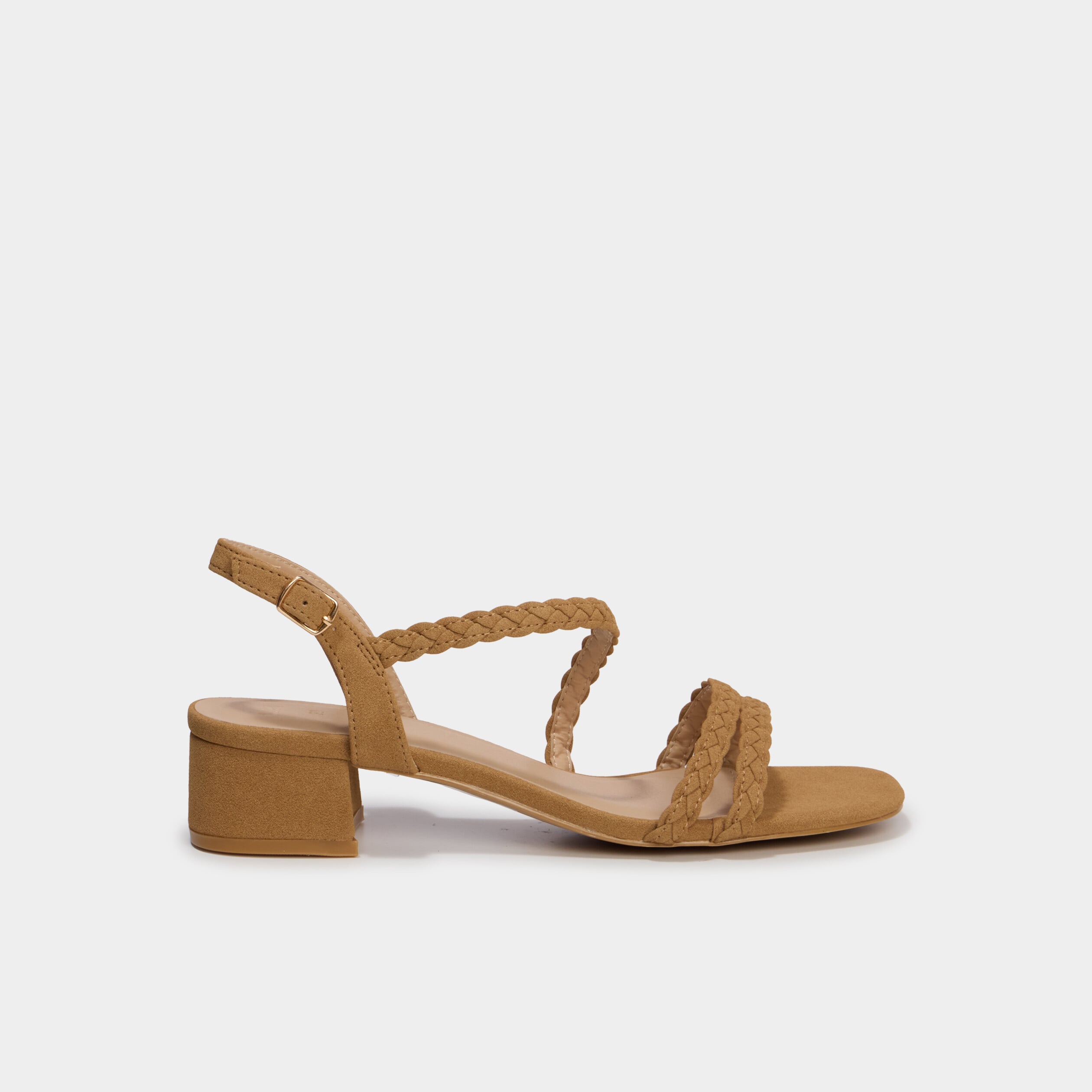 Sandales su&eacute;dine tress&eacute;es marron femme