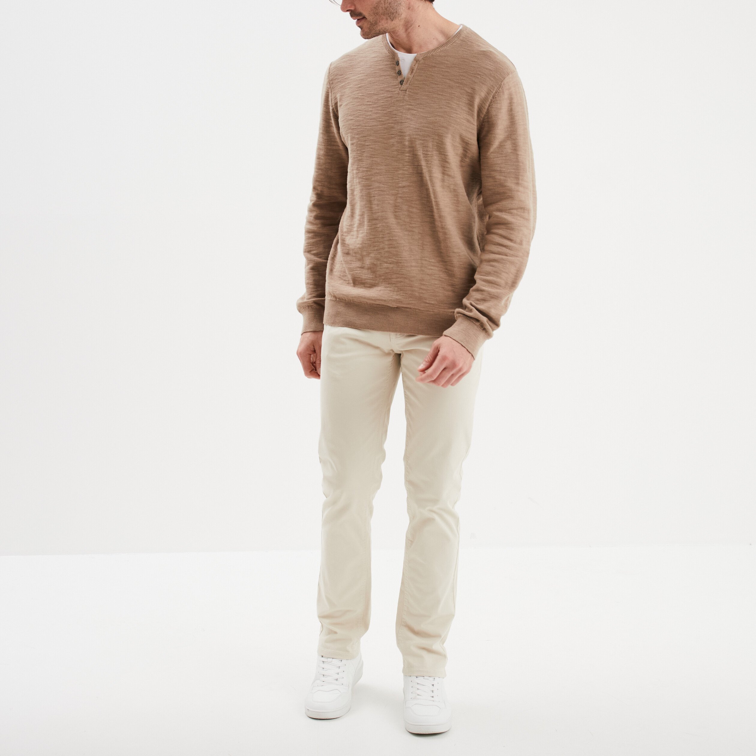 pull col tunisien coton liberto taupe homme Pull col tunisien coton Liberto taupe homme