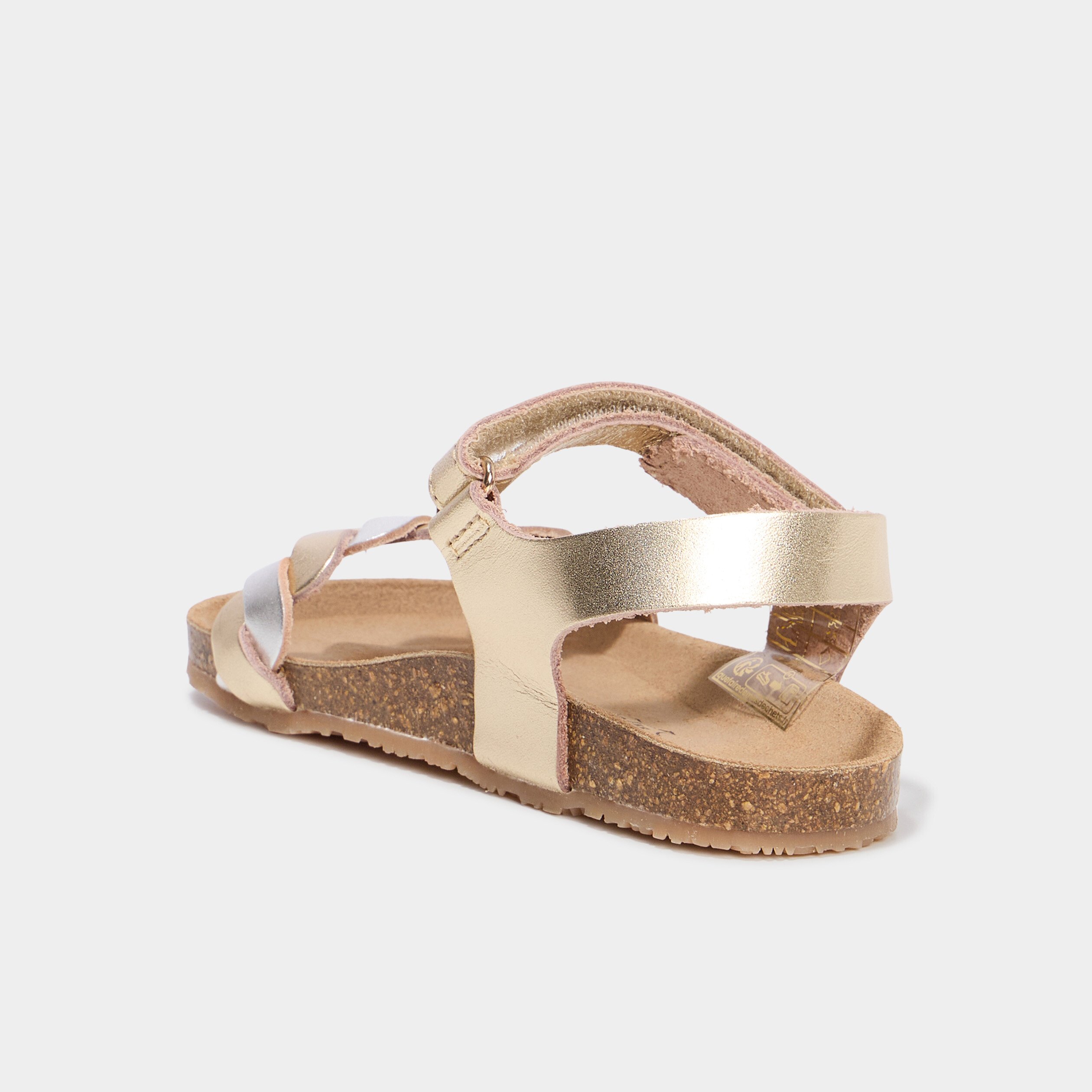 sandales en cuir brides tressees jaune or fille Sandales en cuir brides tressées jaune or fille
