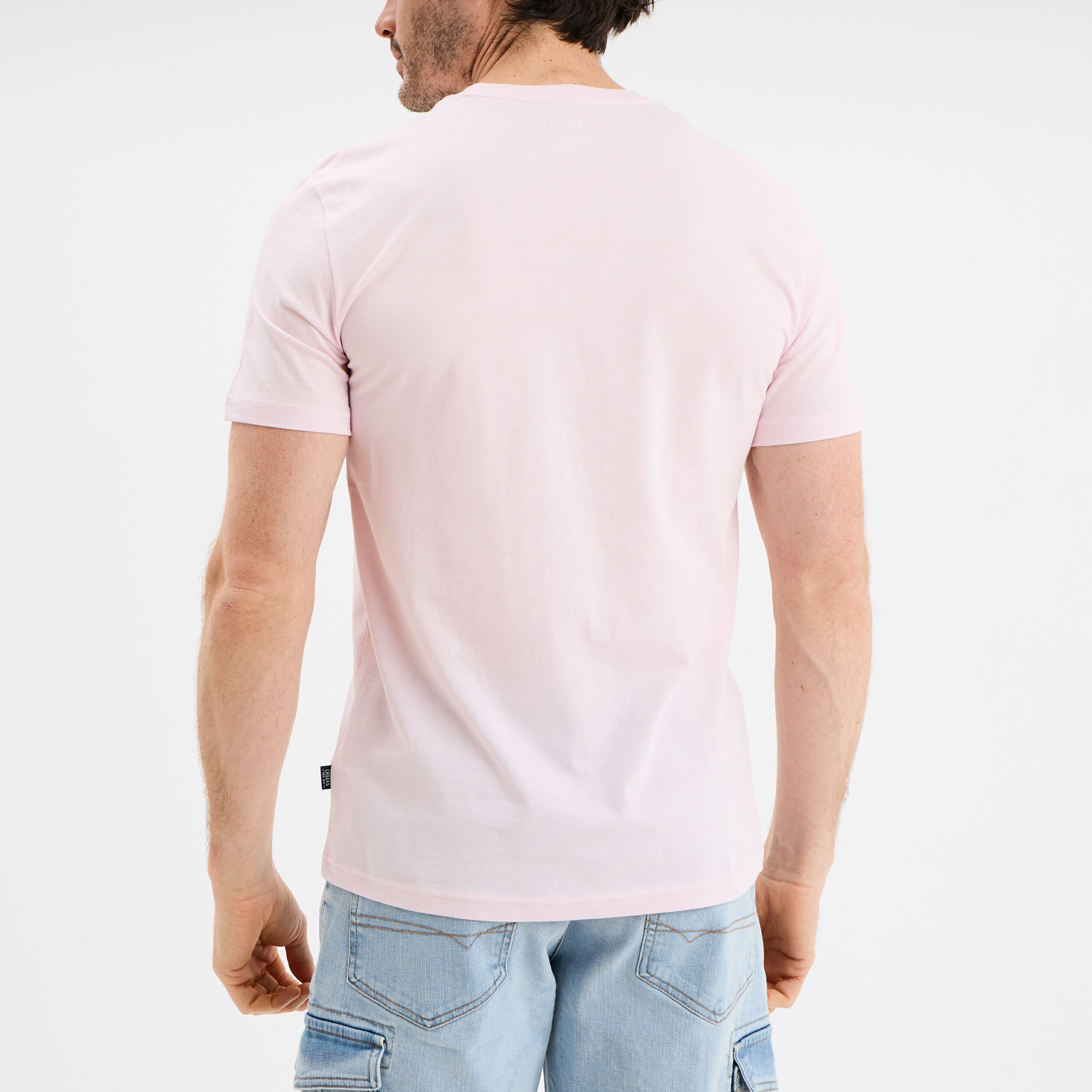 t shirt col rond manches courtes coton rose clair homme T-shirt col rond manches courtes coton rose clair homme
