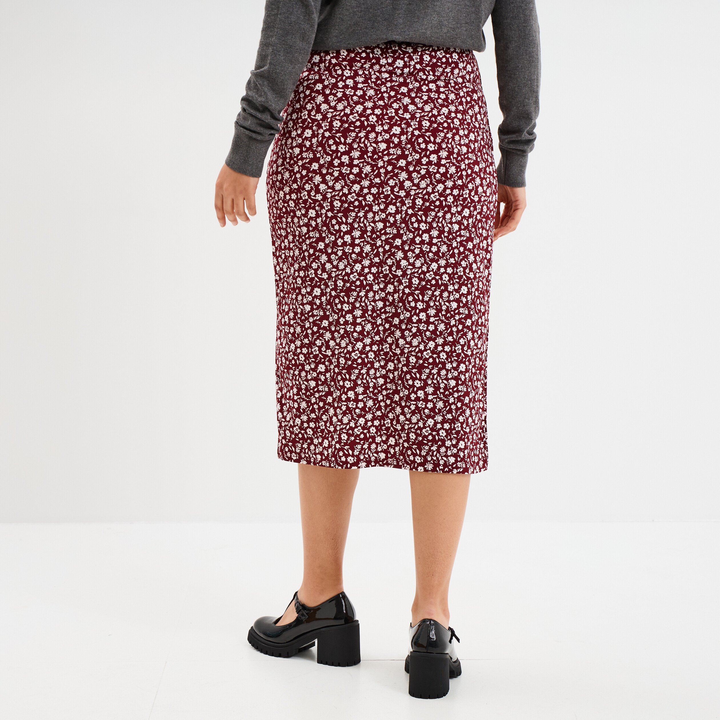 jupe midi portefeuille bordeaux femme Jupe midi portefeuille bordeaux femme
