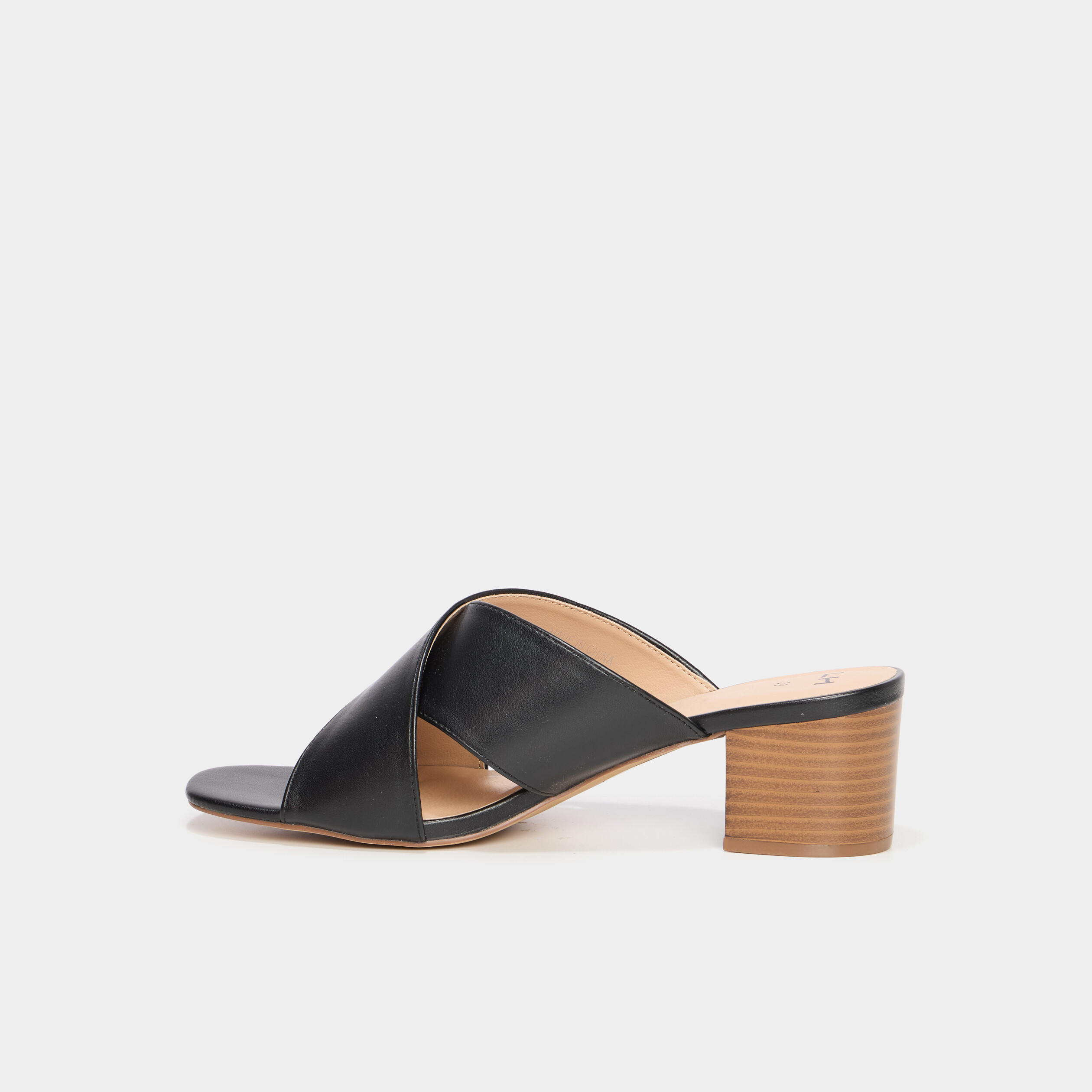 Mules &agrave; talons brides crois&eacute;es noir femme