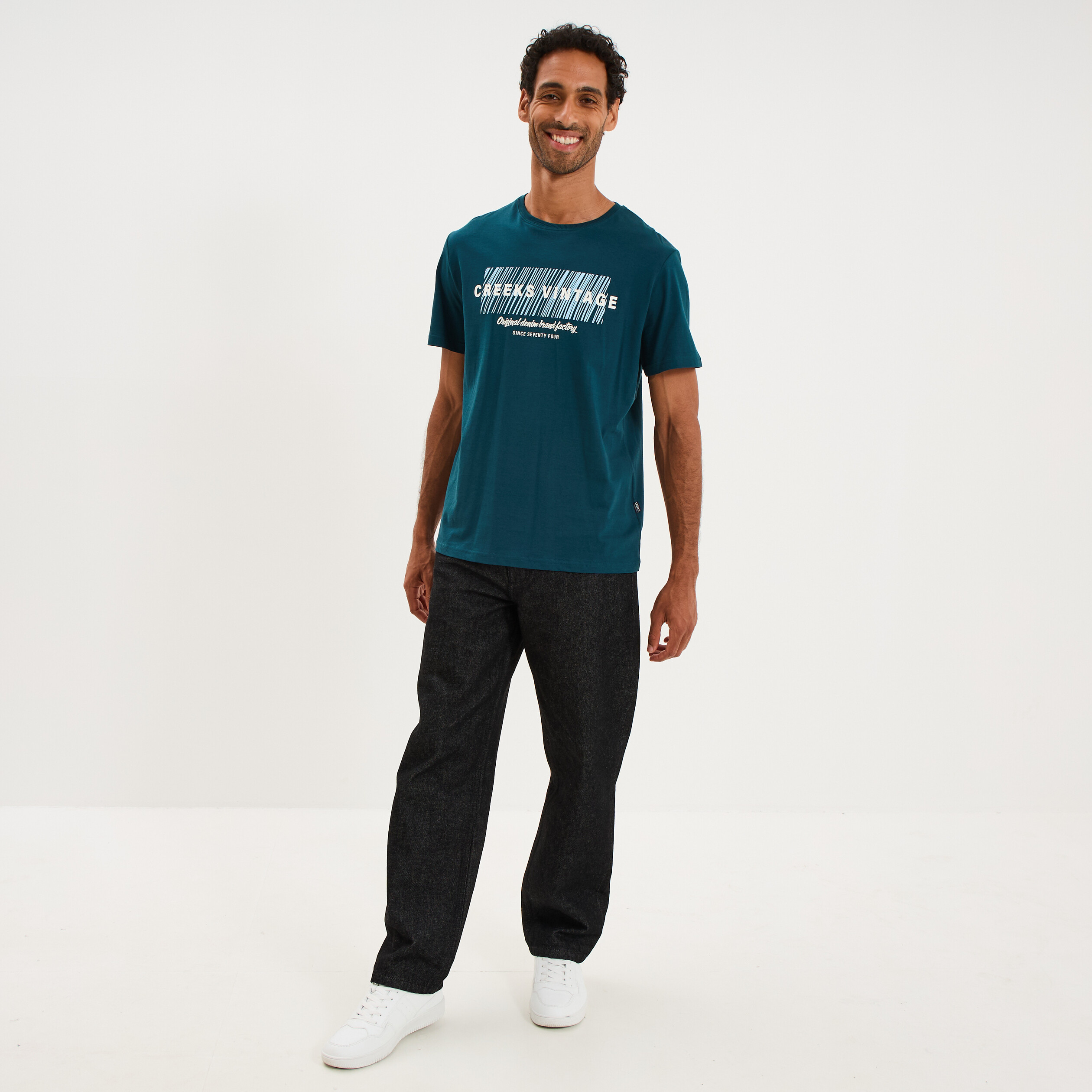 T-shirt manches courtes coton bleu canard homme