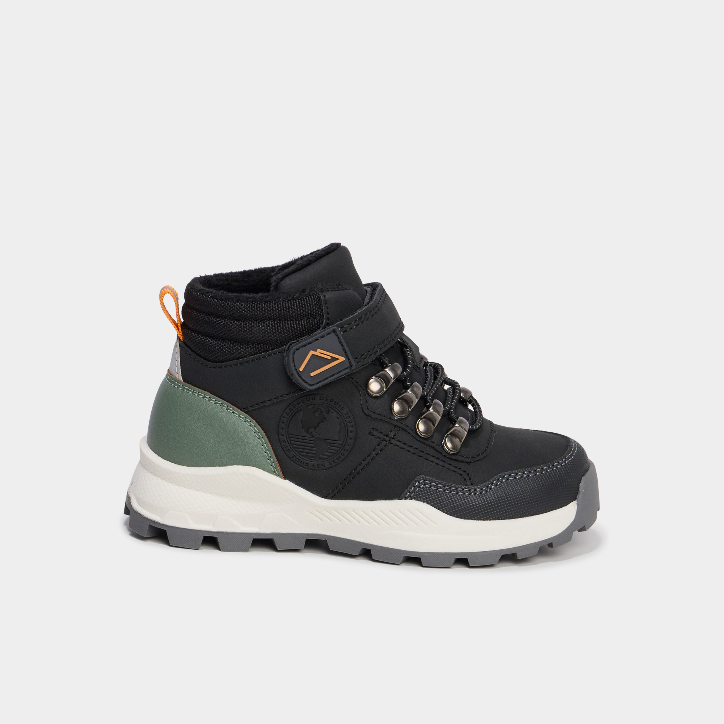 Boots fourr&eacute;es crant&eacute;es &agrave; scratchs multicolore gar&ccedil;on