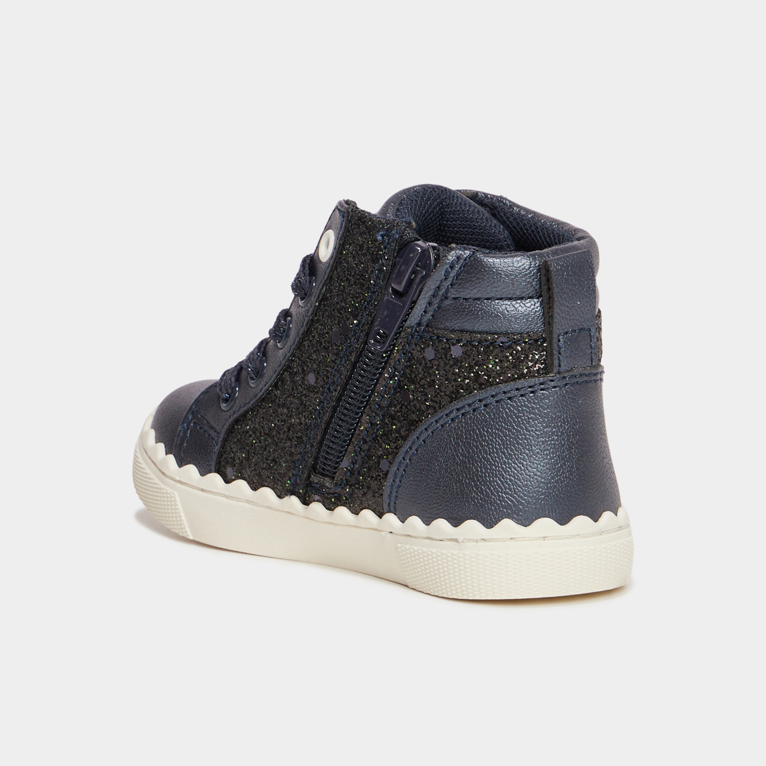 Baskets montantes zippées Creeks bleu marine bébé fille