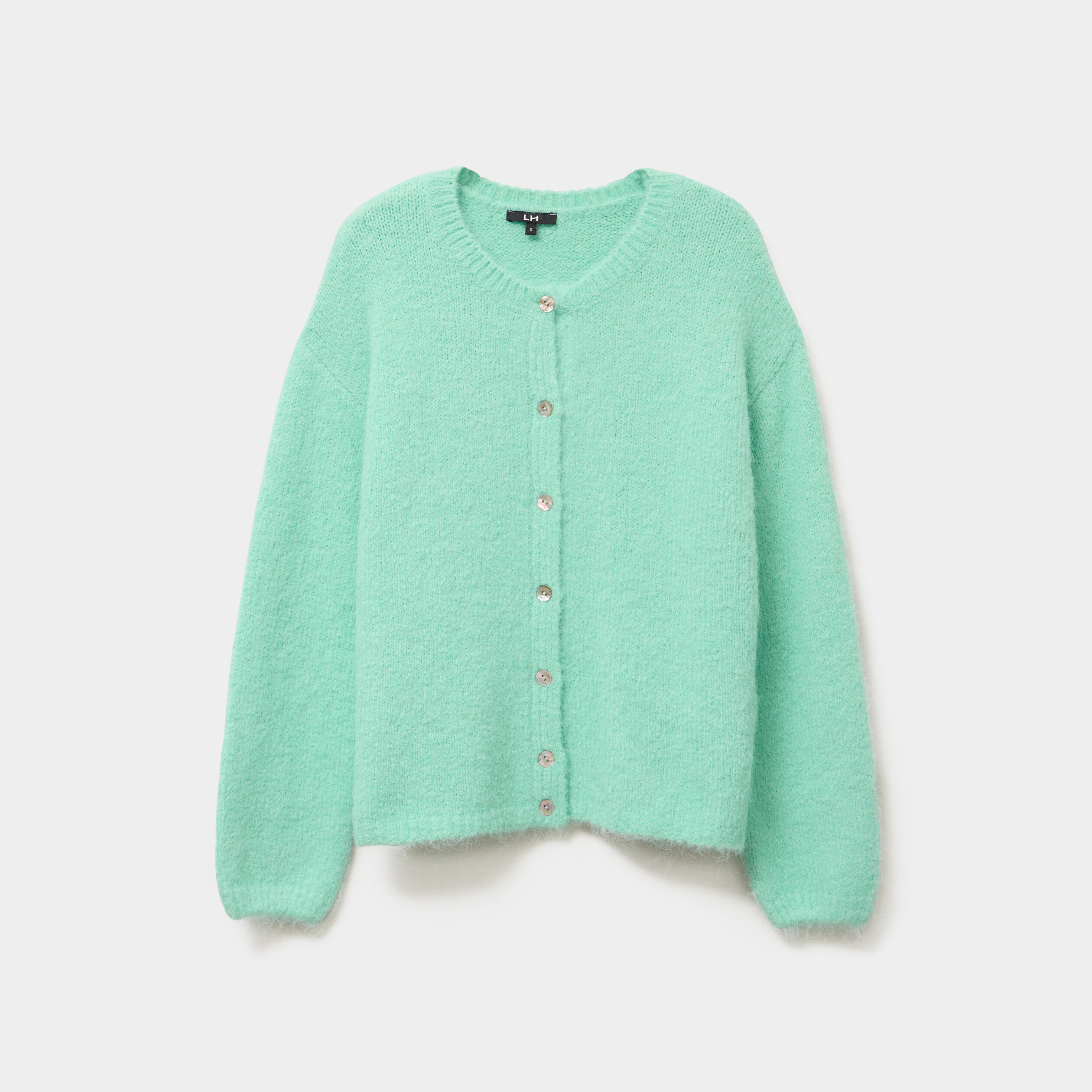 Gilet manches longues boutonné vert femme