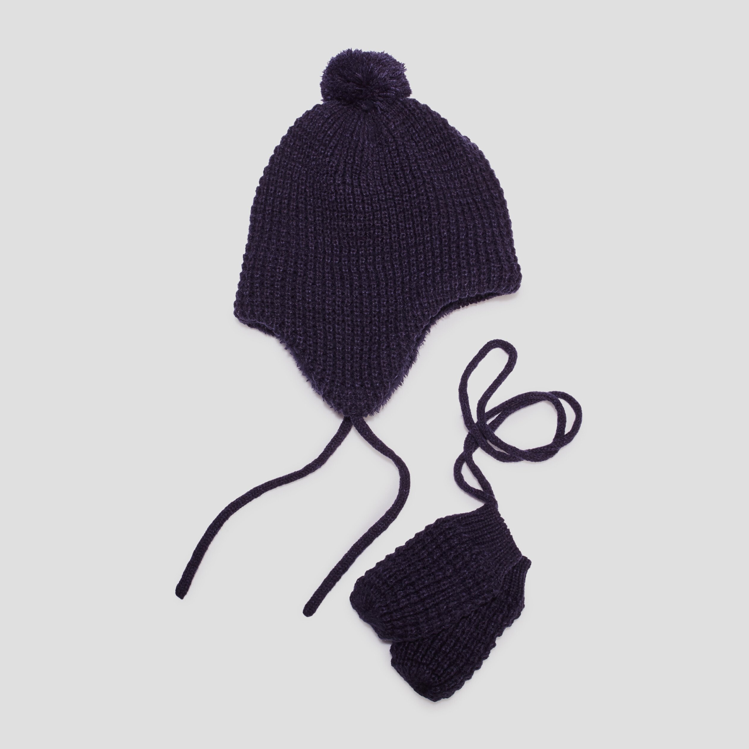 ensemble bonnet et moufles tricotes bleu marine bebeg Ensemble bonnet et moufles tricotés bleu marine bébé garçon