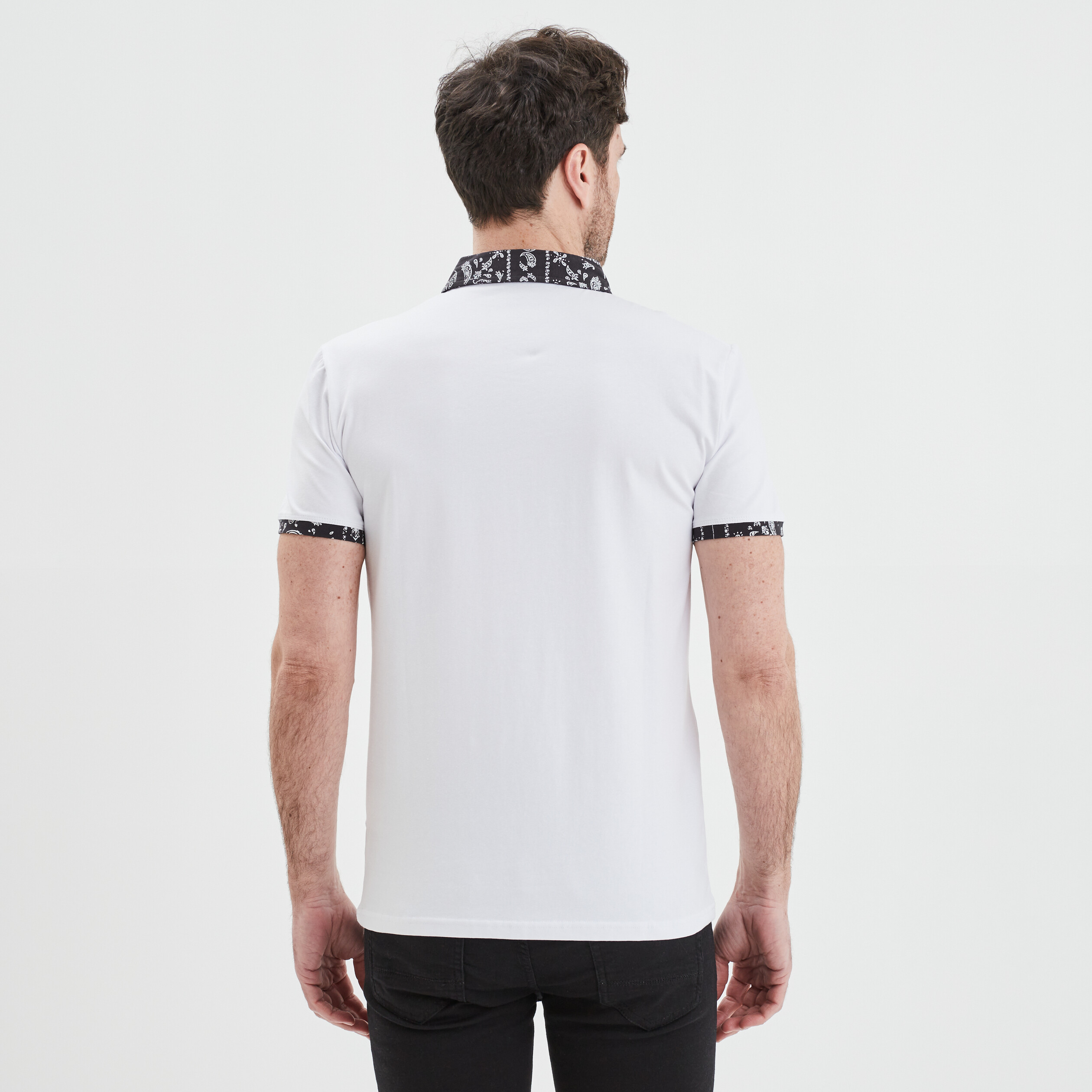 Polo droit manches courtes coton Liberto blanc homme