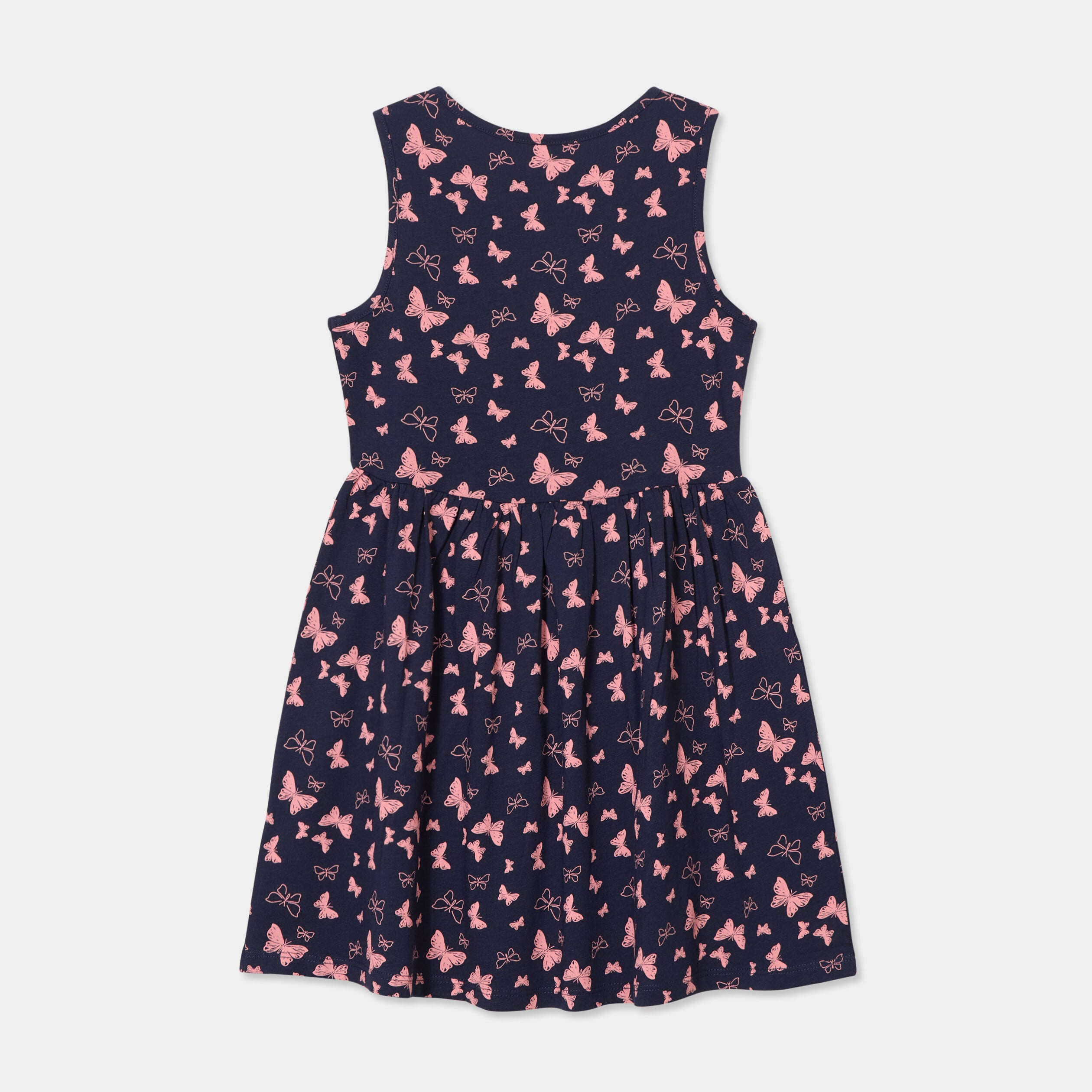 Robe patineuse sans manches coton bleu marine fille
