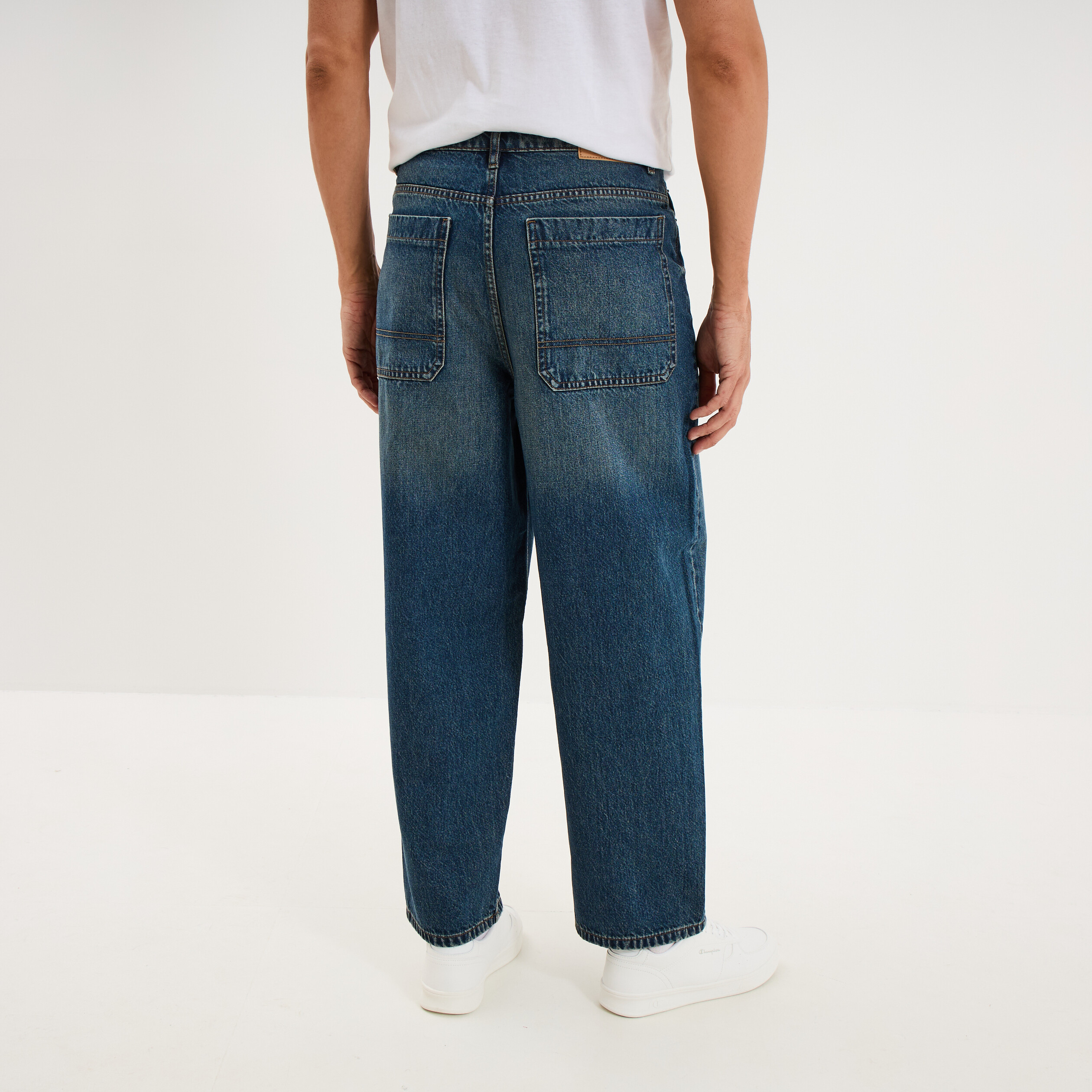Jeans baggy 5 poches coton denim stone homme