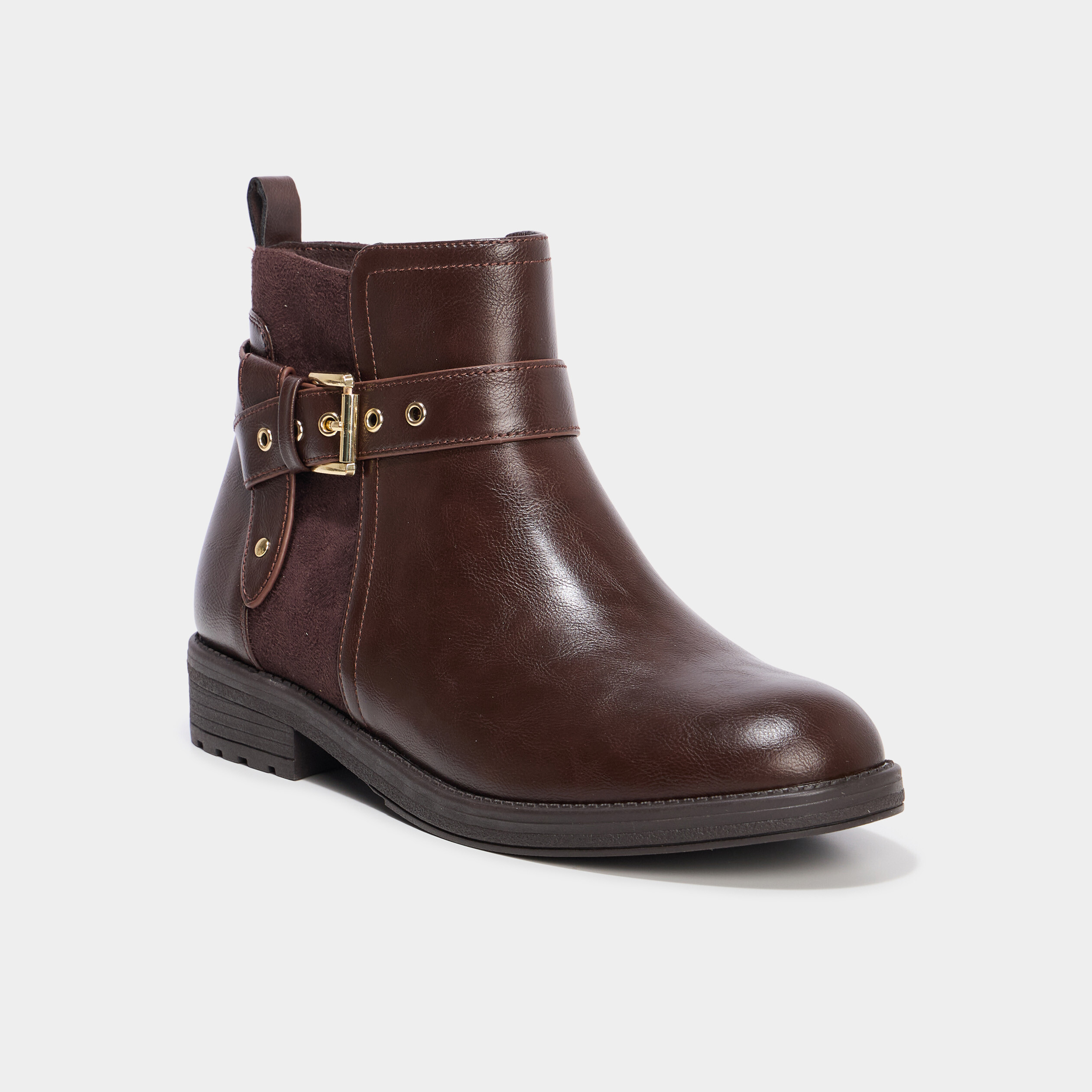 Bottines avec boucles et talons marron femme