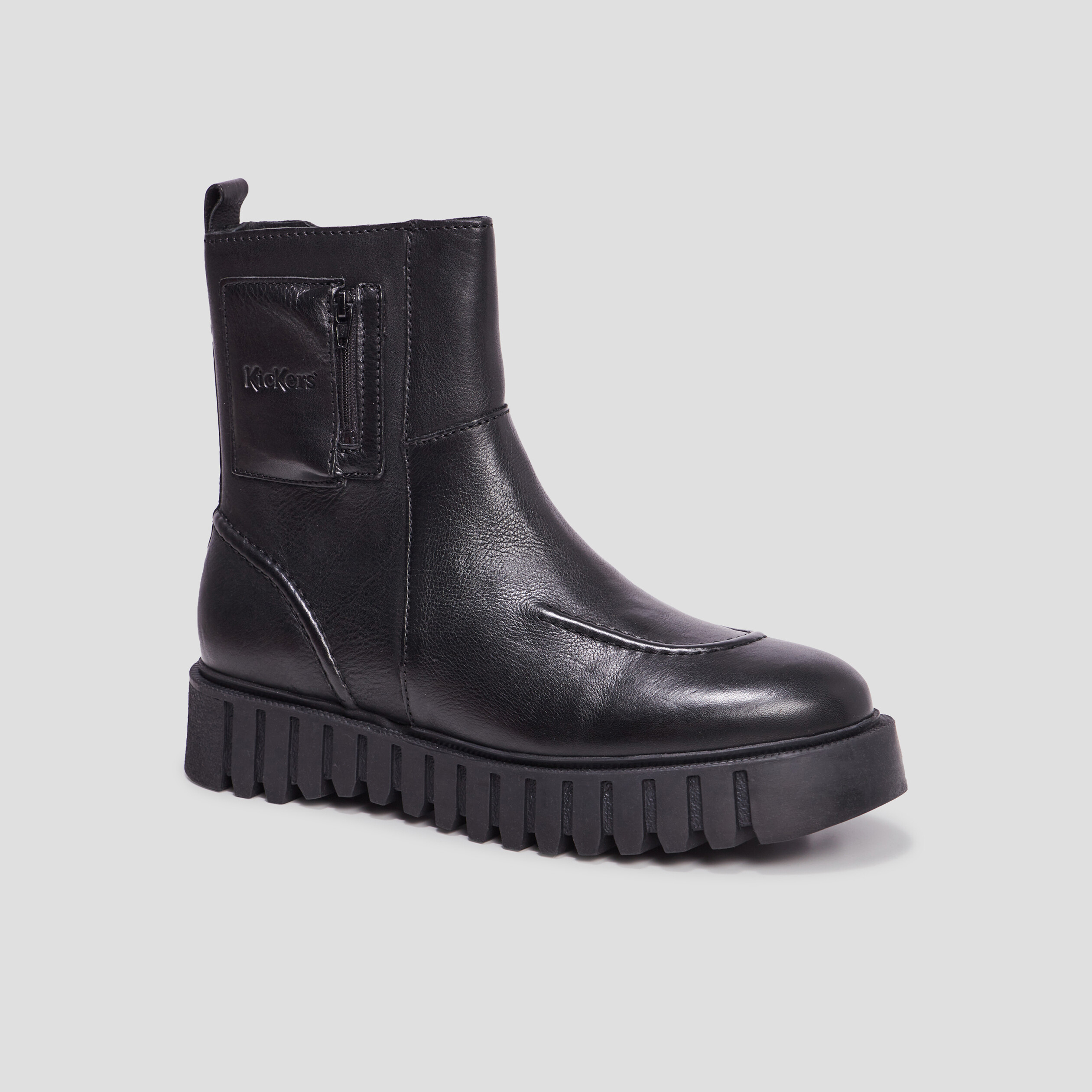 bottines en cuir kickers kickfancy noir femme Bottines en cuir Kickers Kickfancy noir femme