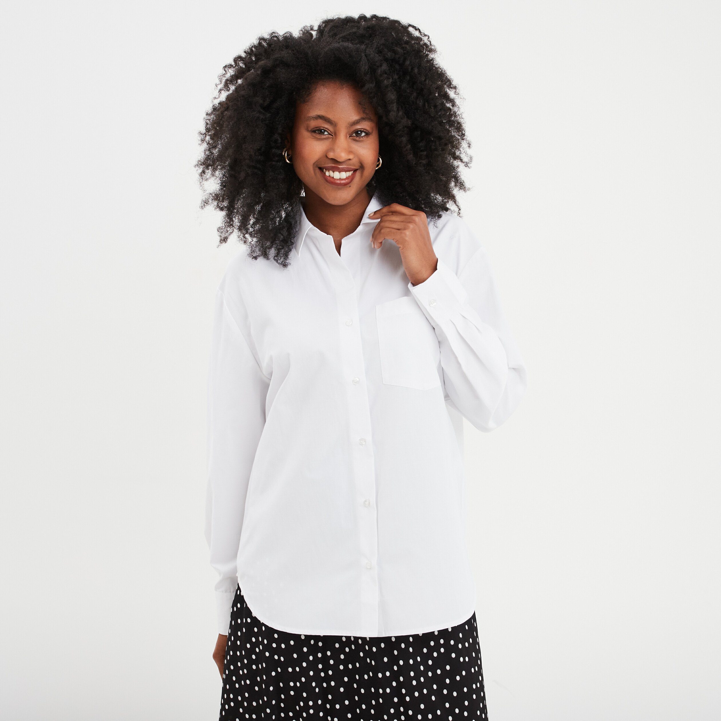 chemise oversize popeline de coton blanc femme Chemise oversize popeline de coton blanc femme