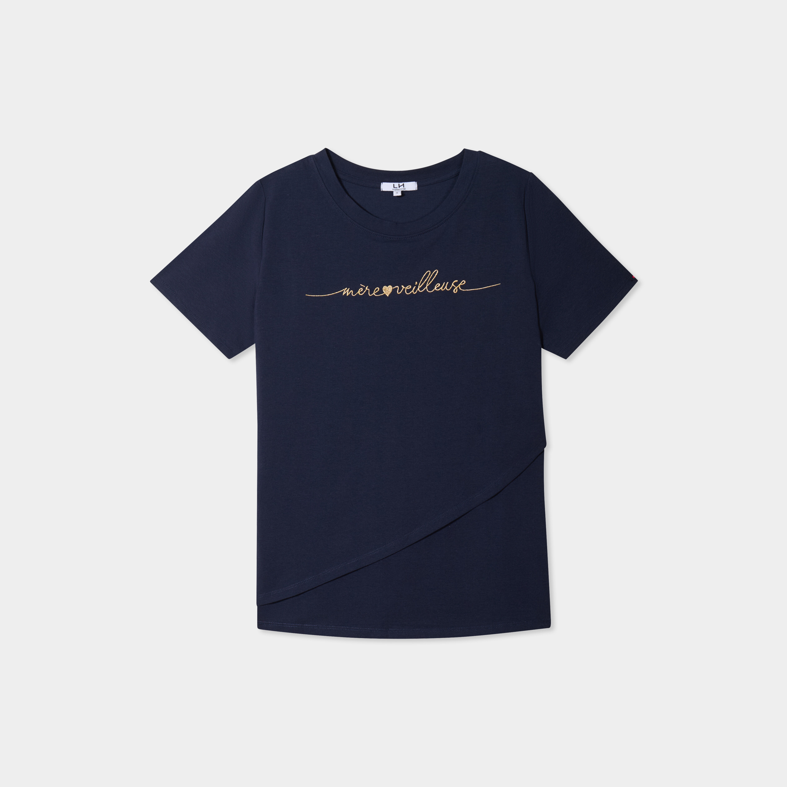 T-shirt manches courtes allaitement bleu marine femme maternit&eacute;