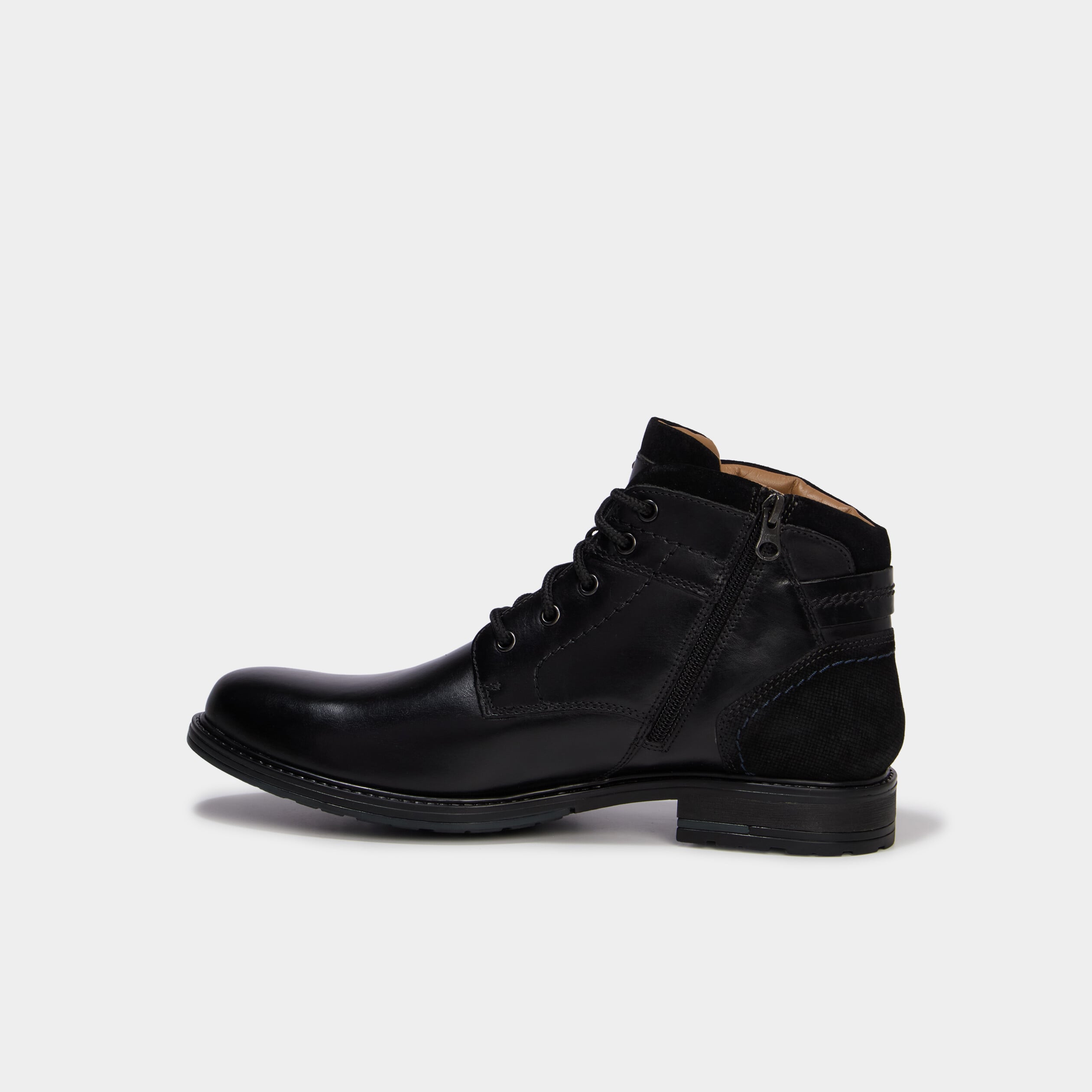 Bottines zipp&eacute;es en cuir noir homme