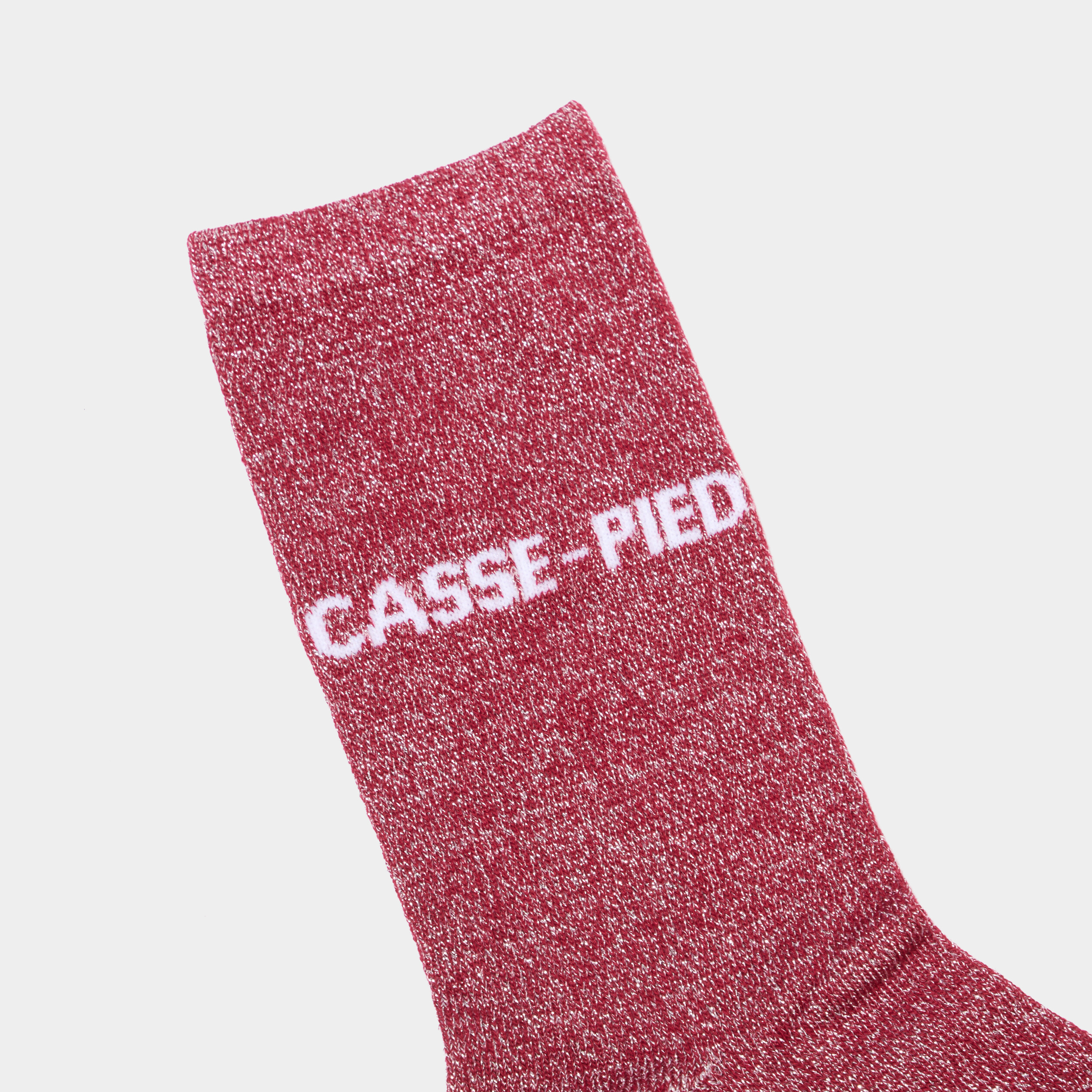 Chaussettes &agrave; fils m&eacute;tallis&eacute;s mi-hautes rouge femme
