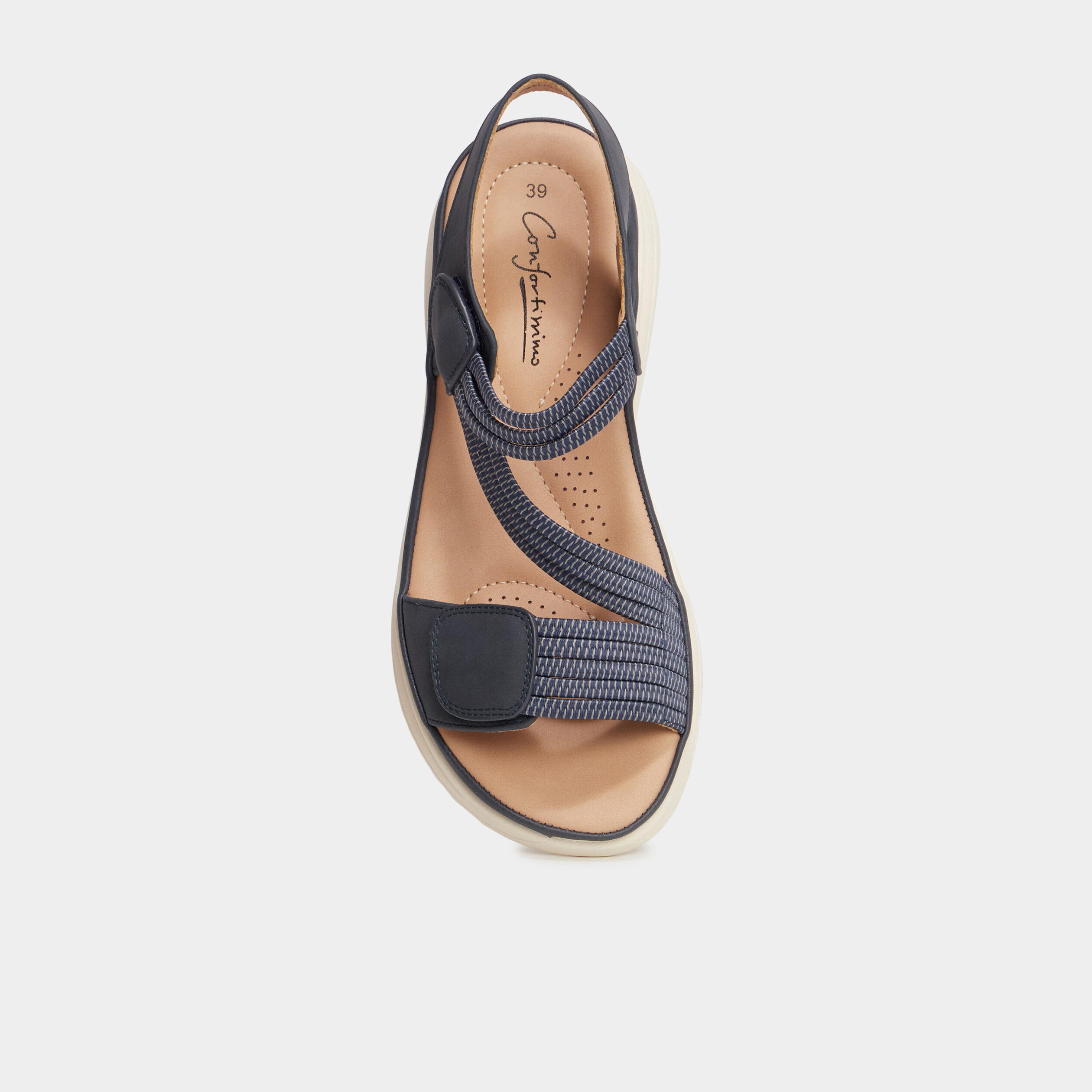 Sandales pied large Confortissimo bleu femme La Halle