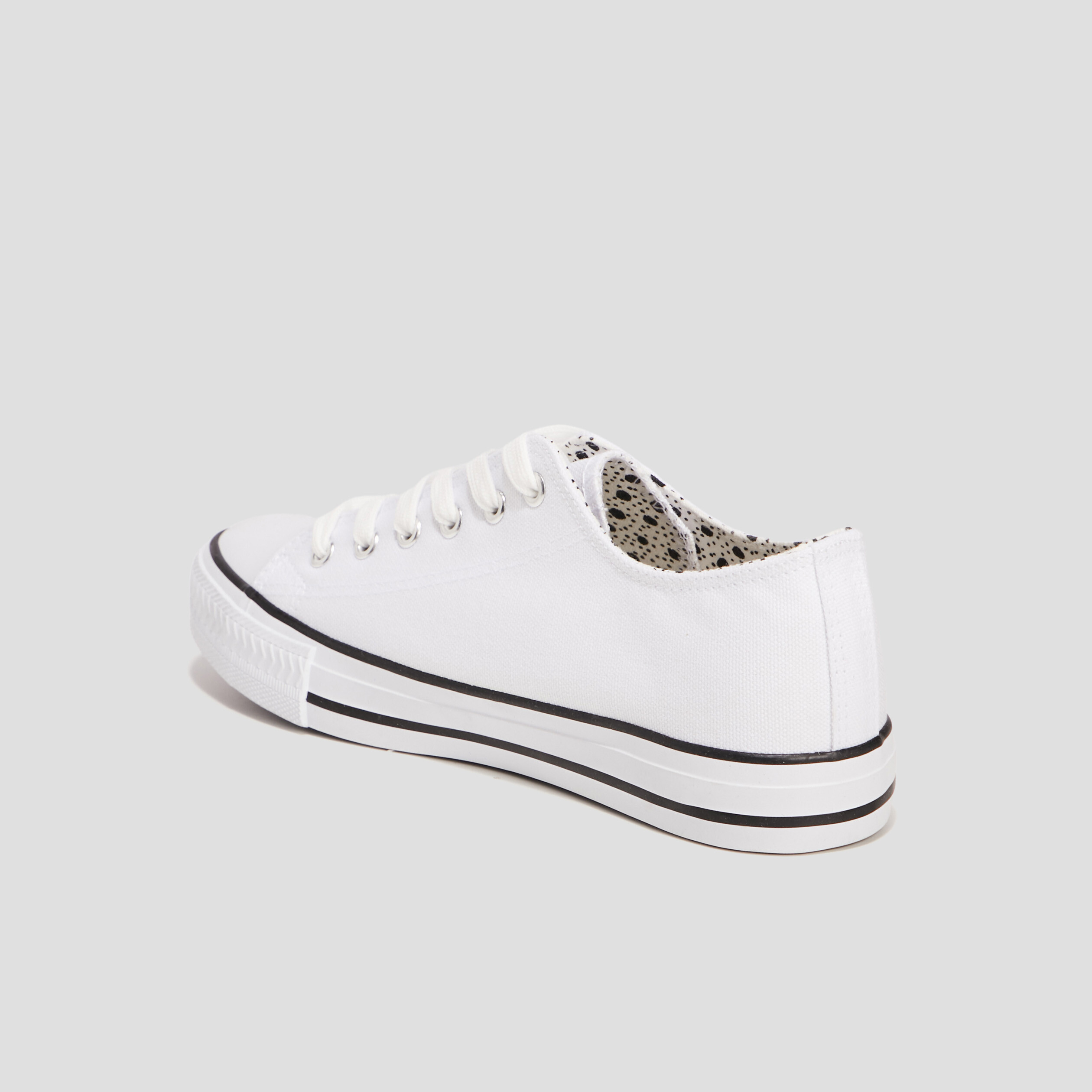 Tennis en toile a lacets blanc femme La Halle
