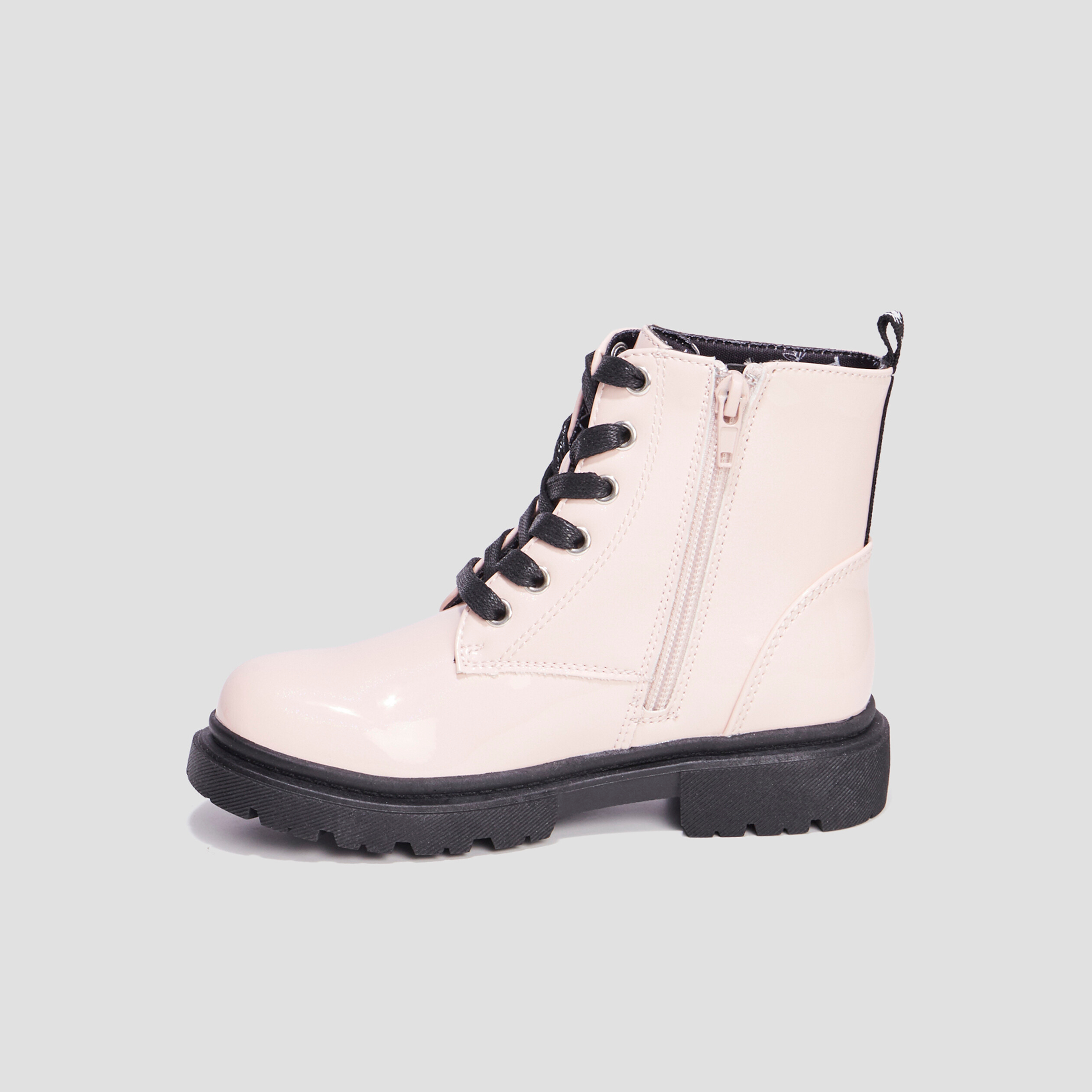 bottines crantees zippees a paillettes rose fille Bottines crantées zippées à paillettes rose fille