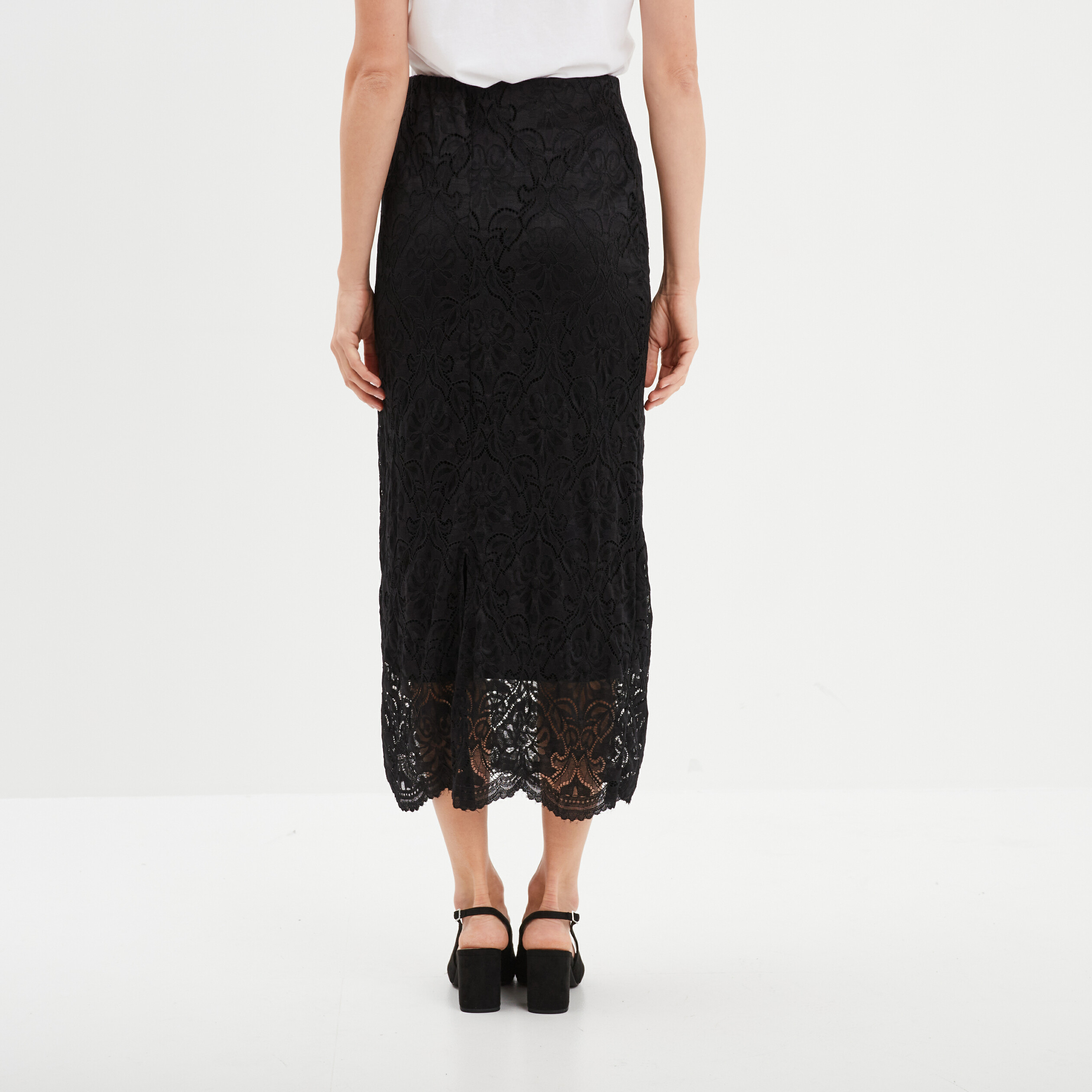 jupe midi dentelle noir femme Jupe midi dentelle noir femme