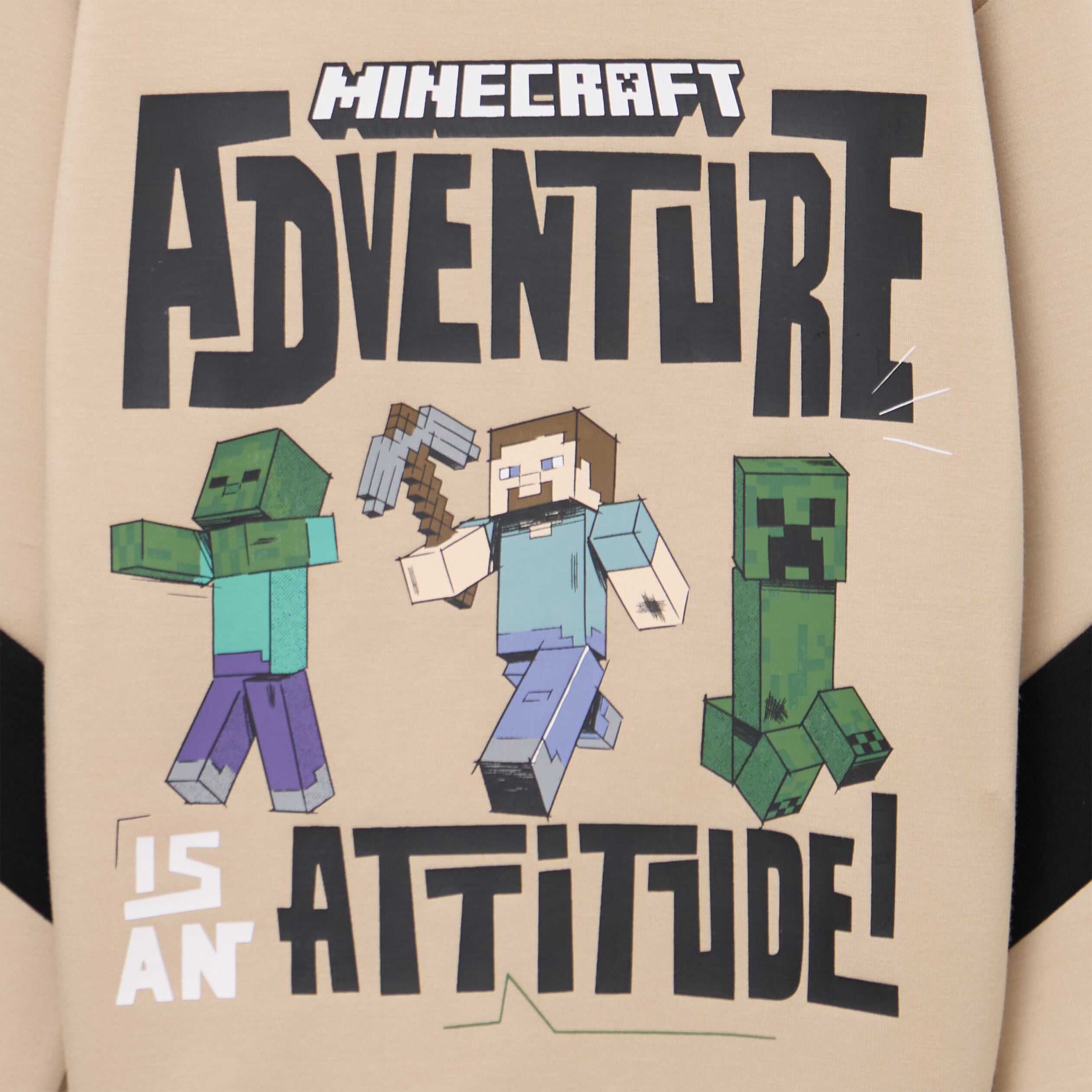 Sweat col rond manches longues Minecraft beige gar&ccedil;on