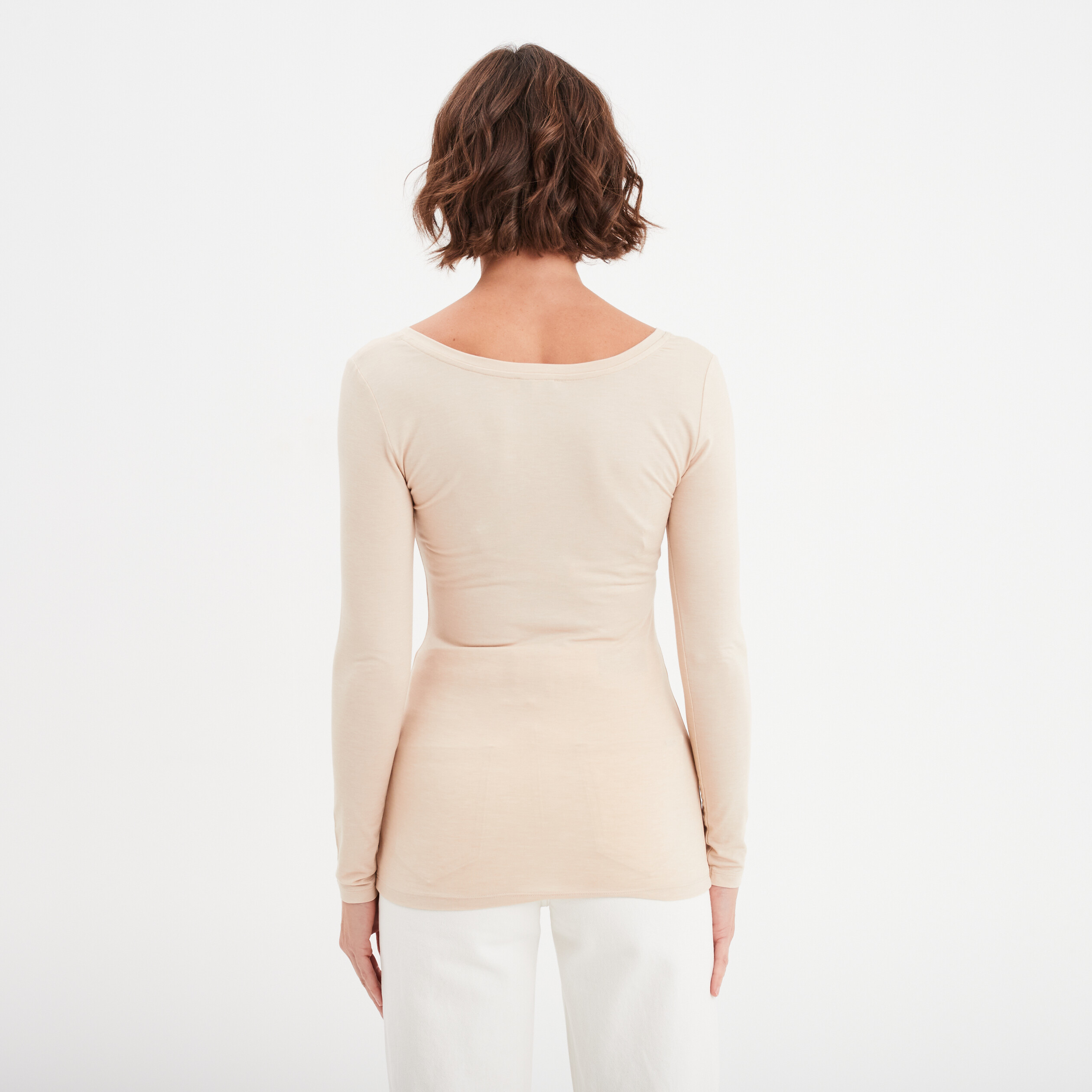 Engel Haut Thermique Femme à Manches Longues Laine Bio Et Soie - Ecru Naturel
