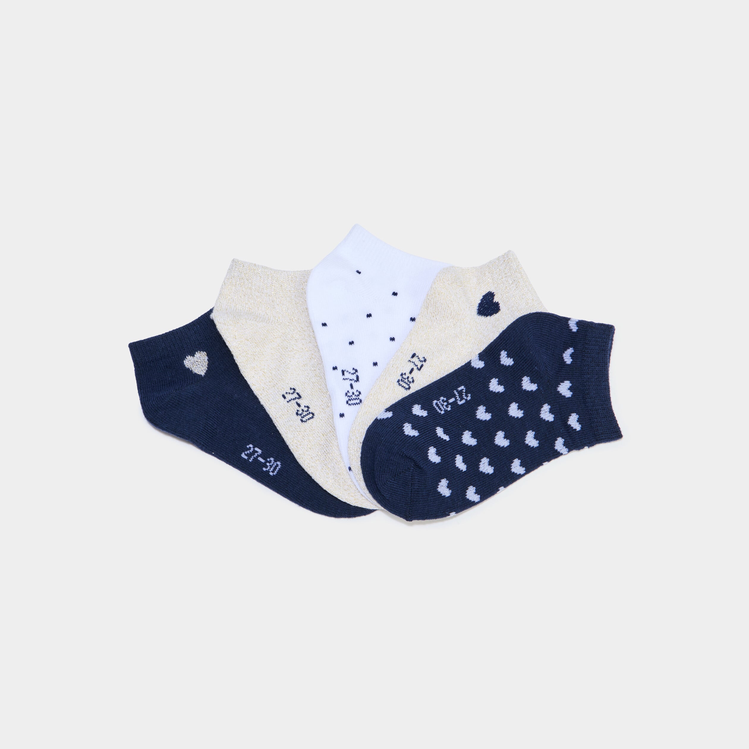 Lot 5 paires chaussettes invisibles multicolore fille