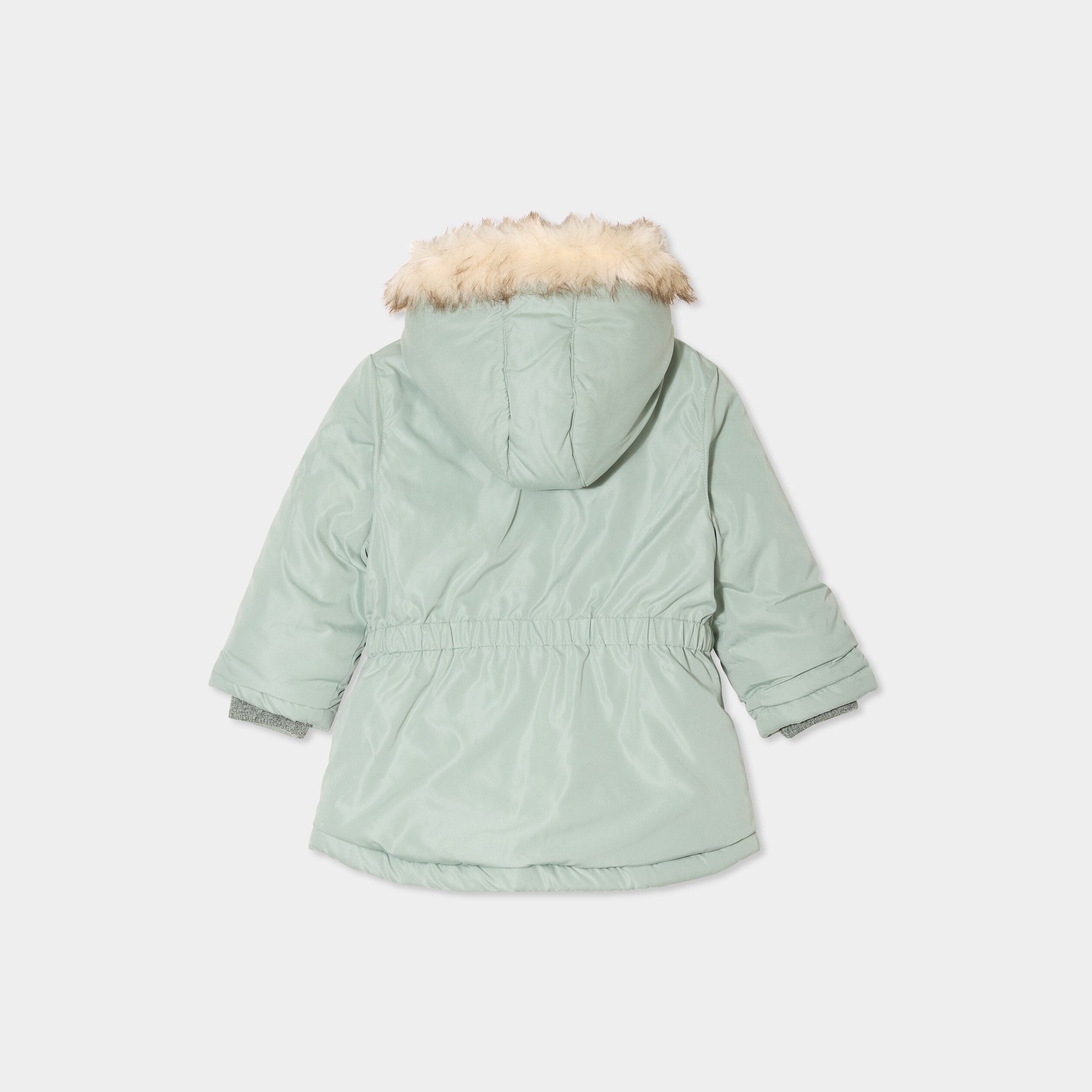 manteau a capuche fausse fourrure vert kaki bebef Manteau à capuche fausse fourrure vert kaki bébé fille