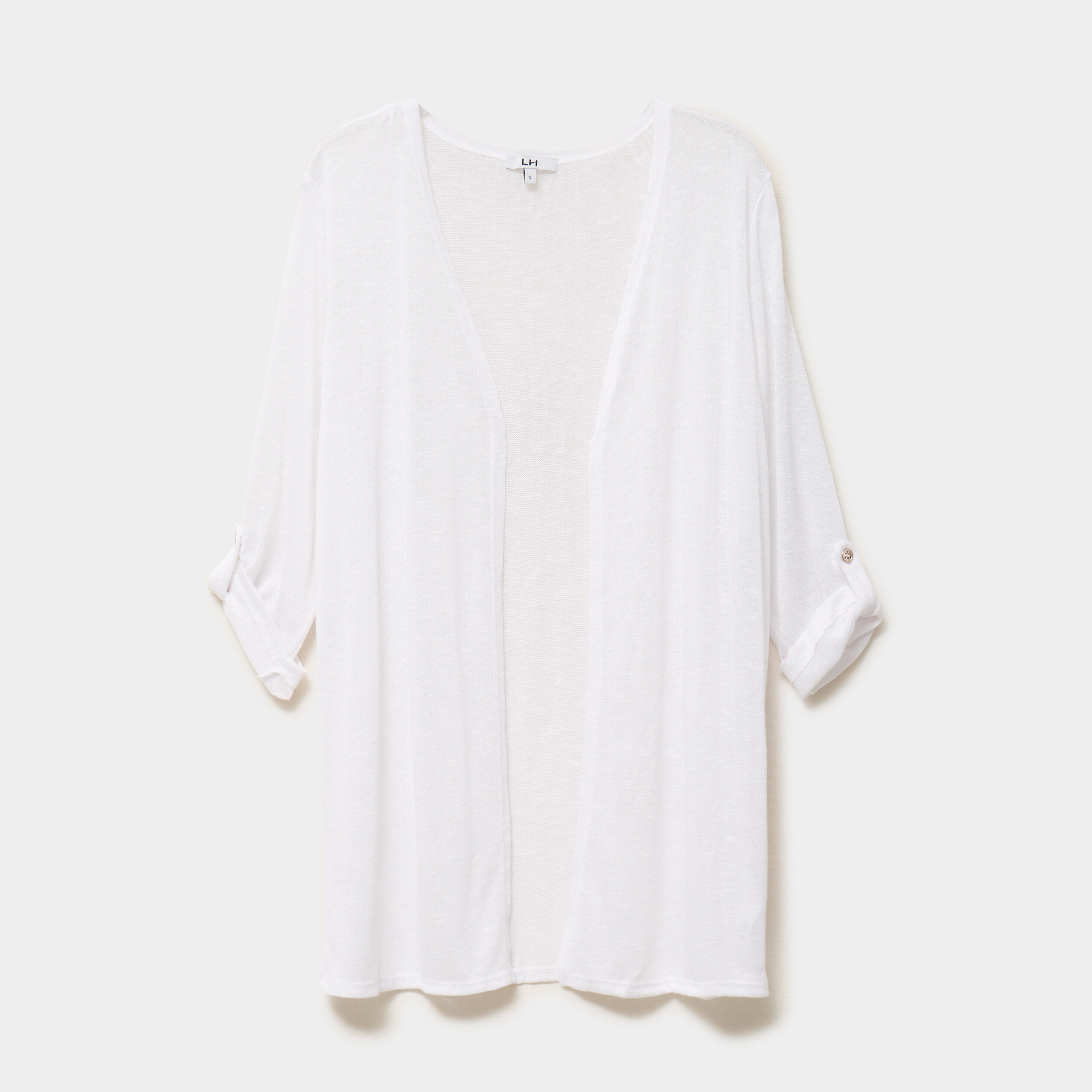 Gilet fin mi long manches 3/4 blanc femme