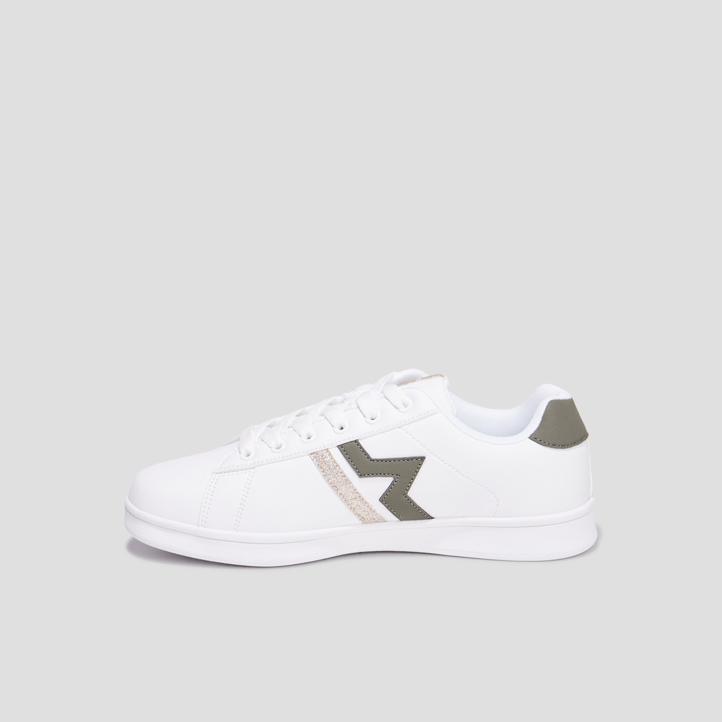 Tennis &agrave; lacets d&eacute;tails paillet&eacute;s Creeks vert kaki femme