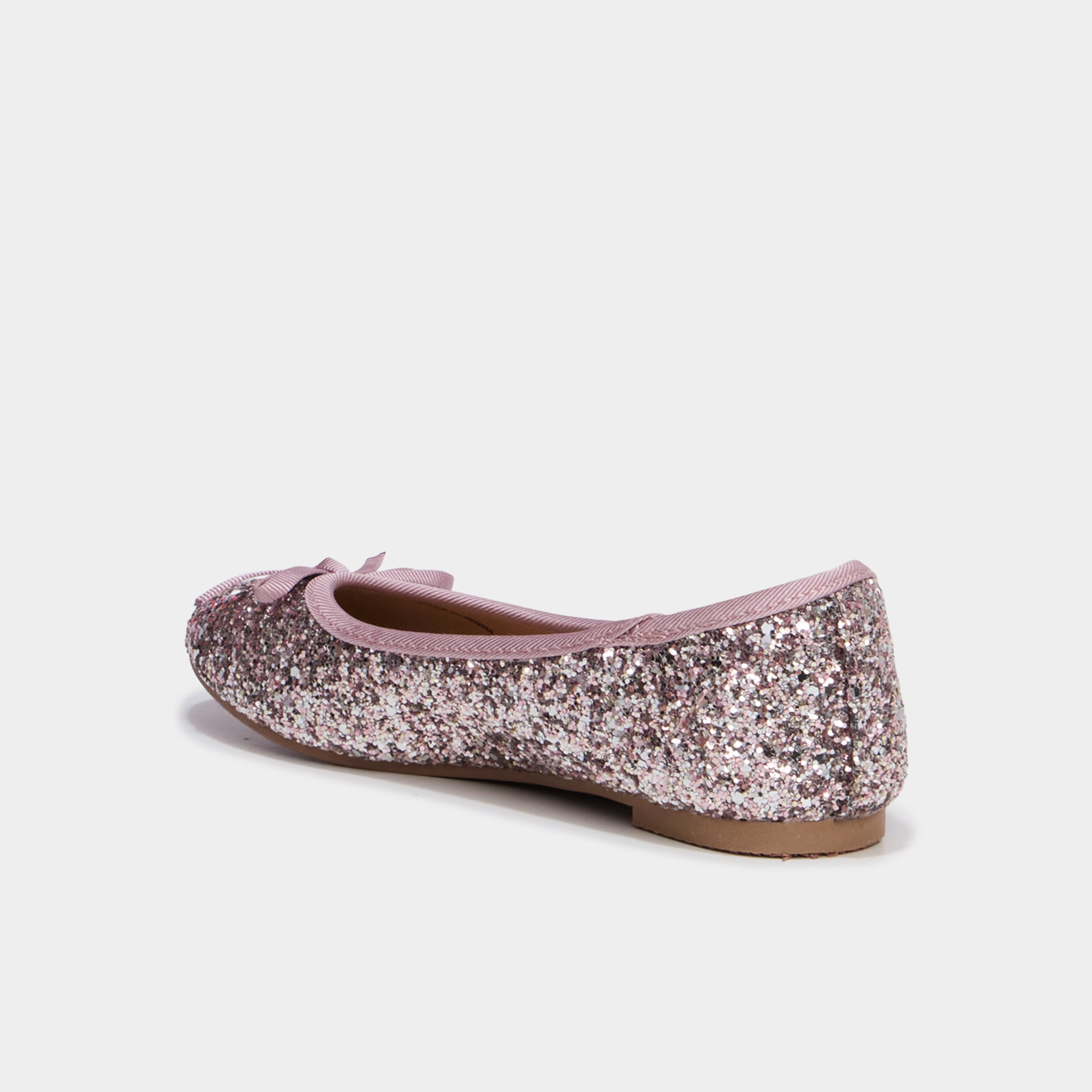 Ballerines &agrave; paillettes vieux rose fille