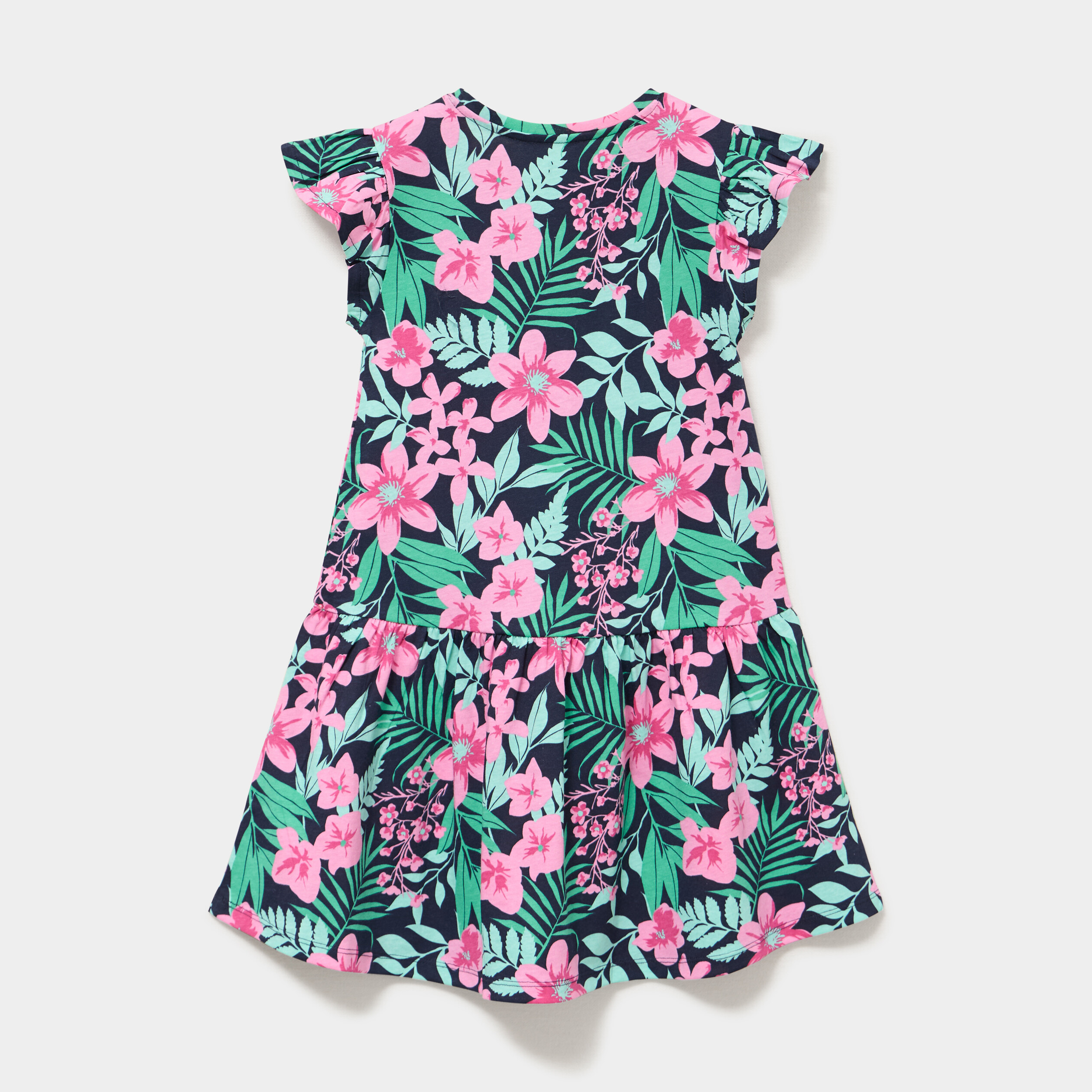 Robe courte &eacute;vas&eacute;e &agrave; volants bleu marine fille