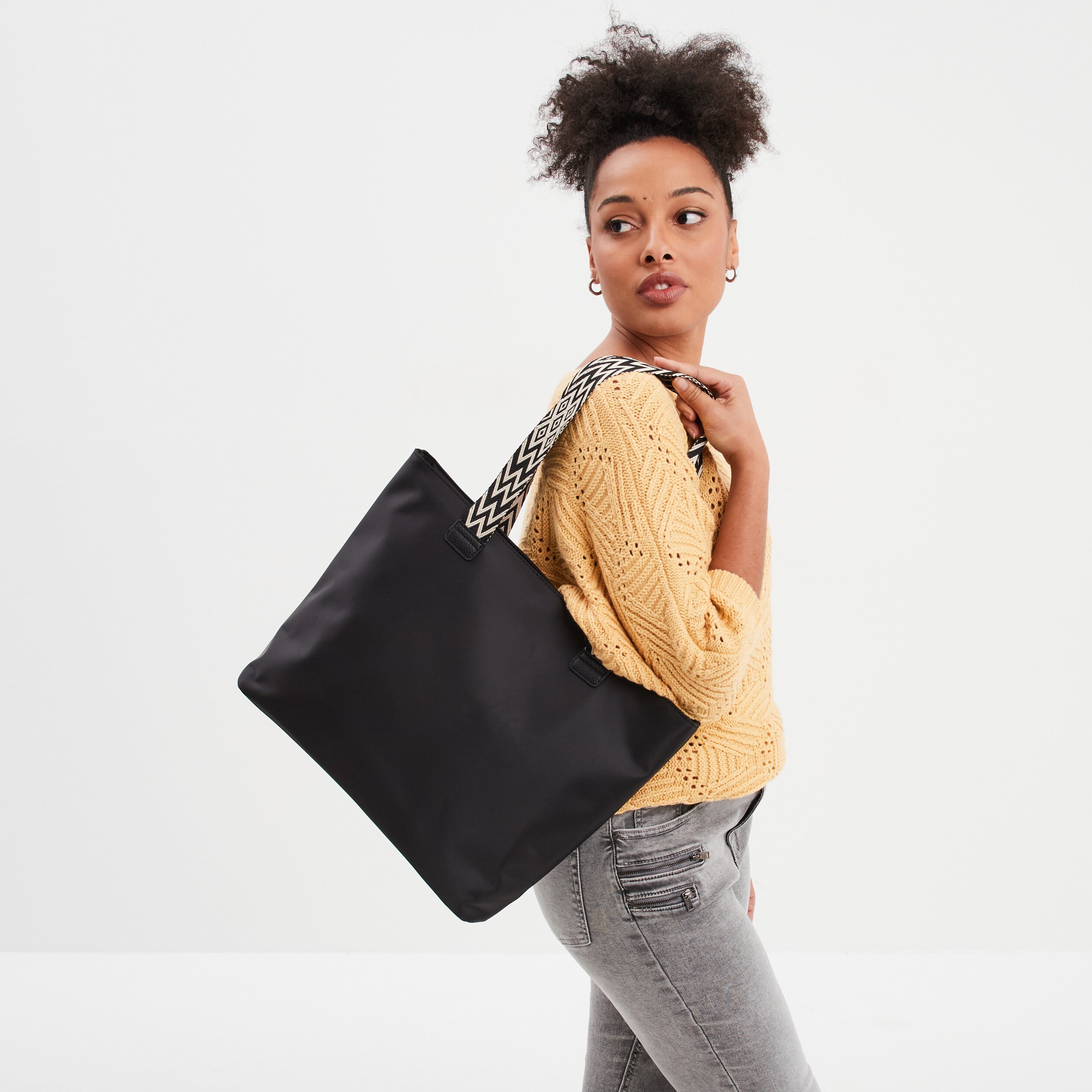 Sac shopper pour port&eacute;-&eacute;paule noir femme