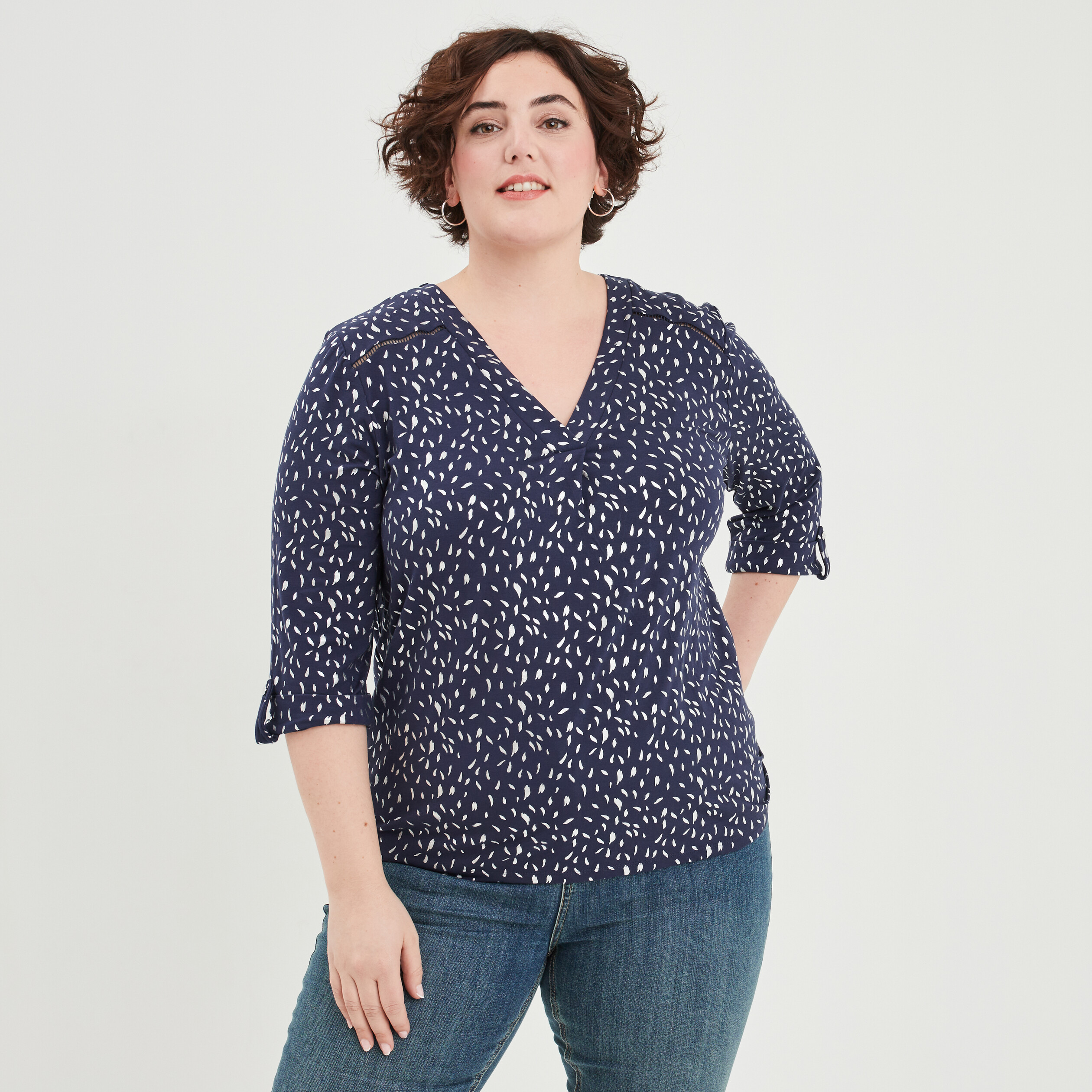 Tee shirt bleu top marine femme grande taille