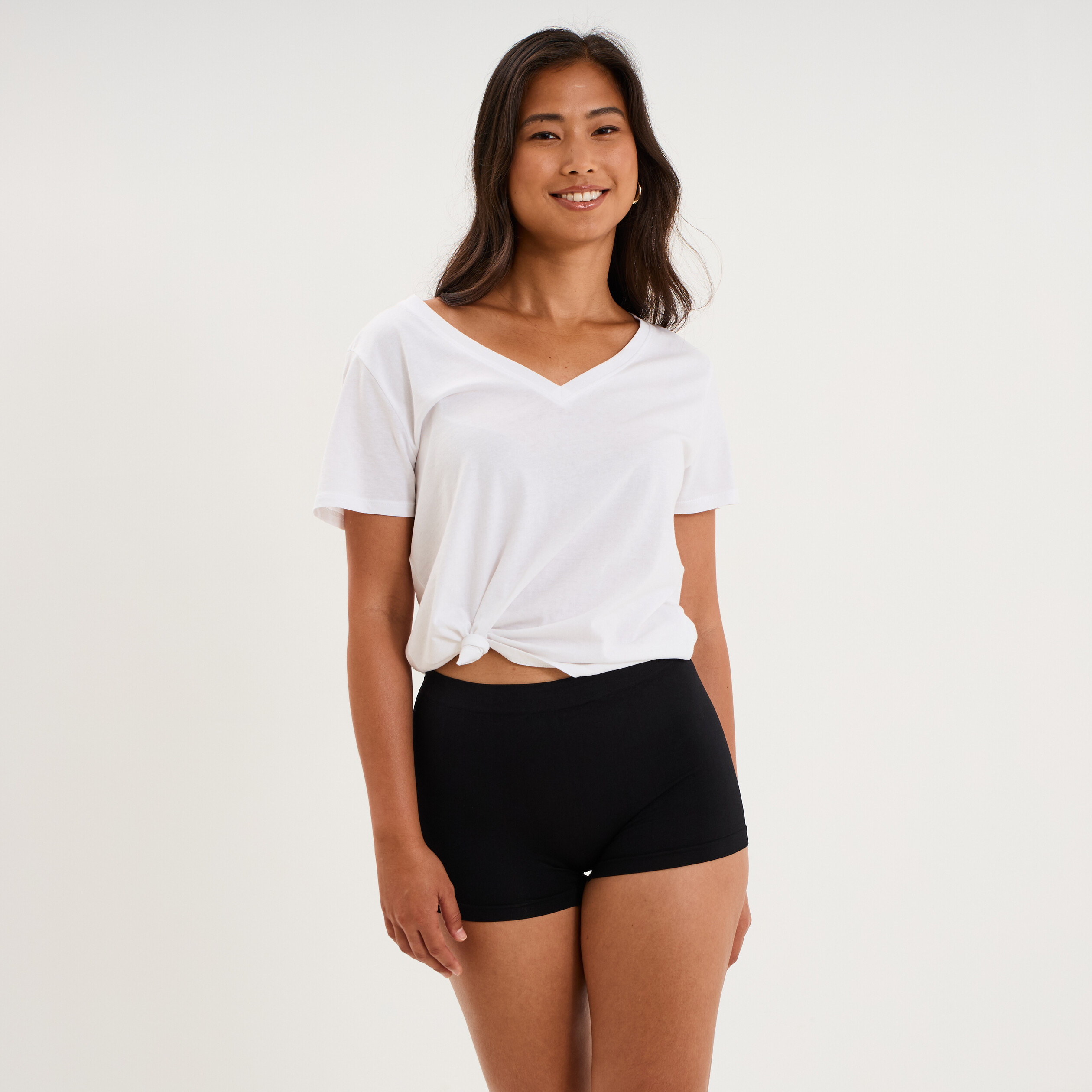 Shorty sans couture taille &eacute;lastiqu&eacute;e noir femme