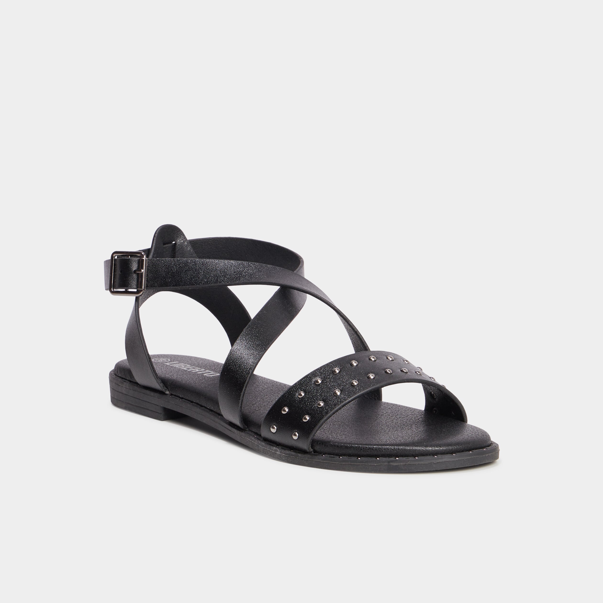 Sandales brides avec clous noir femme