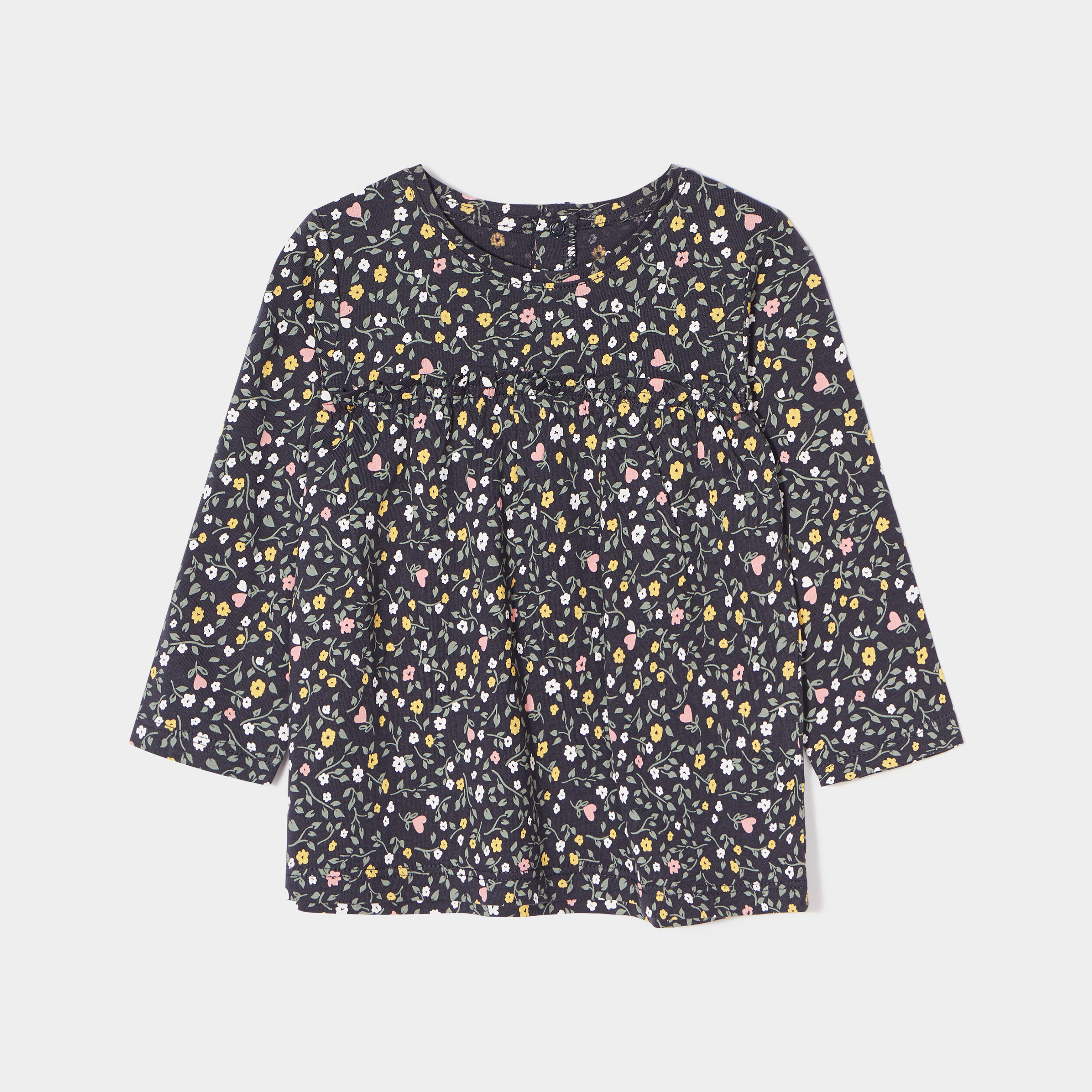 t shirt ample manches longues coton gris fonce bebef T-shirt ample manches longues coton gris foncé bébé fille