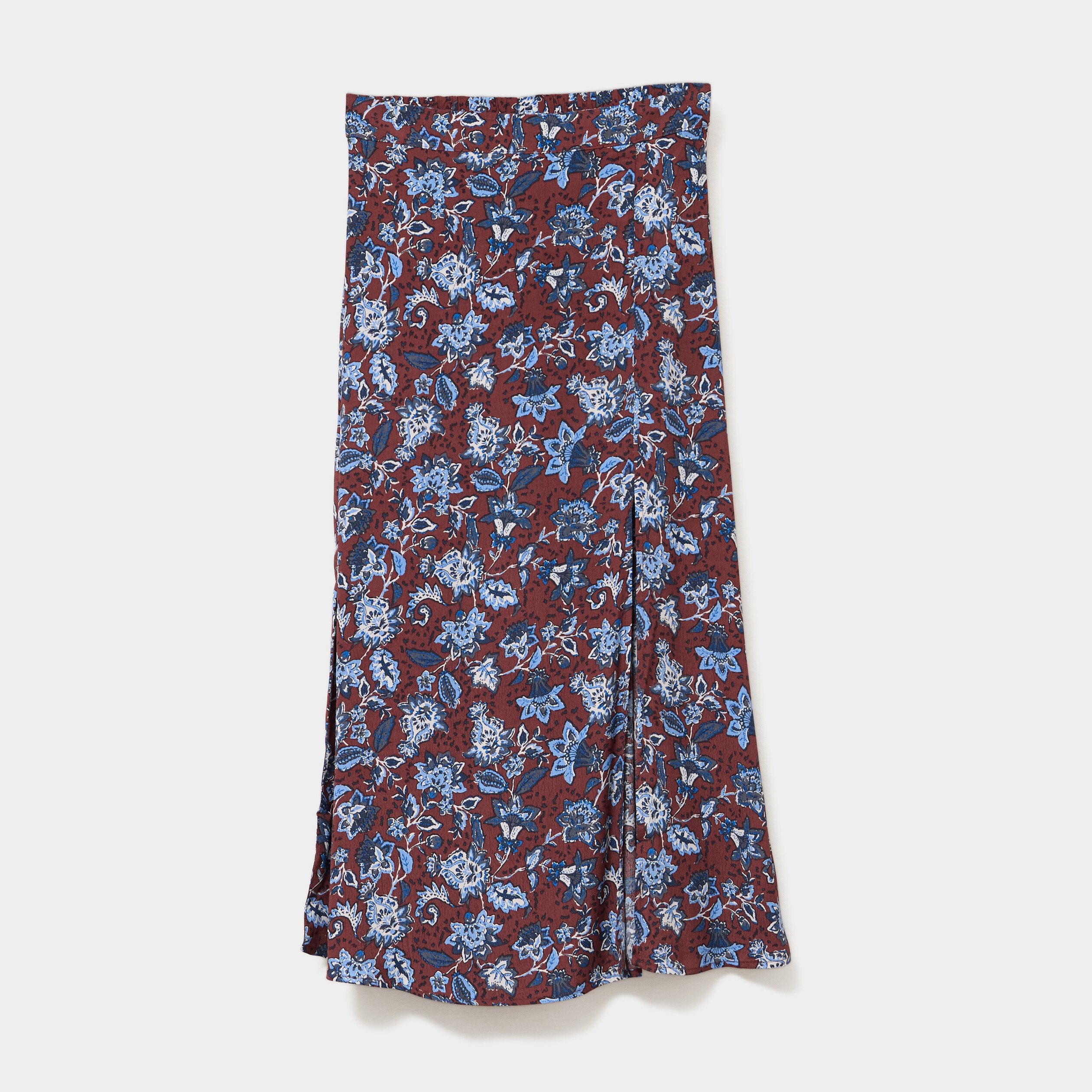 jupe midi fendue fluide marron femme Jupe midi fendue fluide marron femme