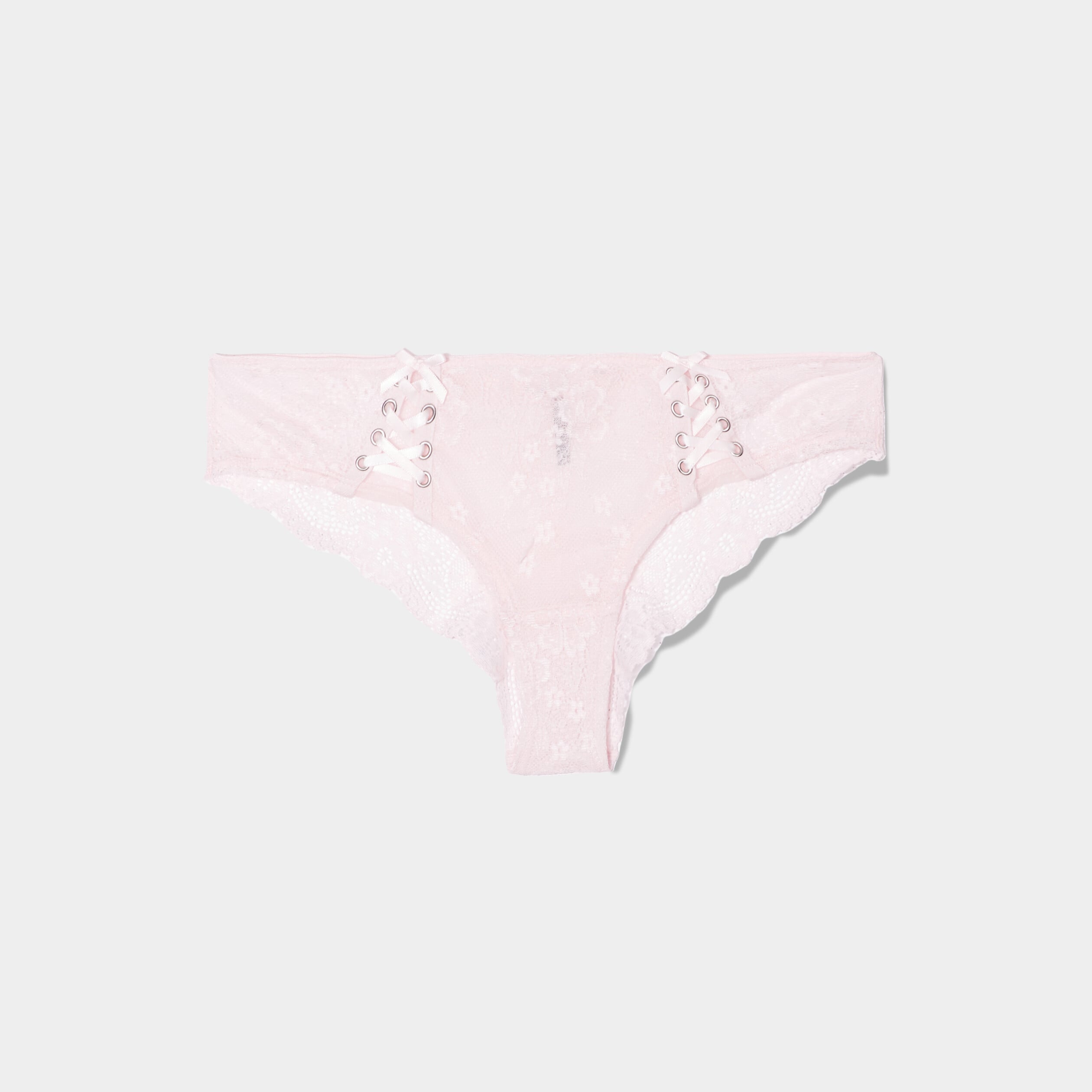 Shorty en dentelle rose clair femme