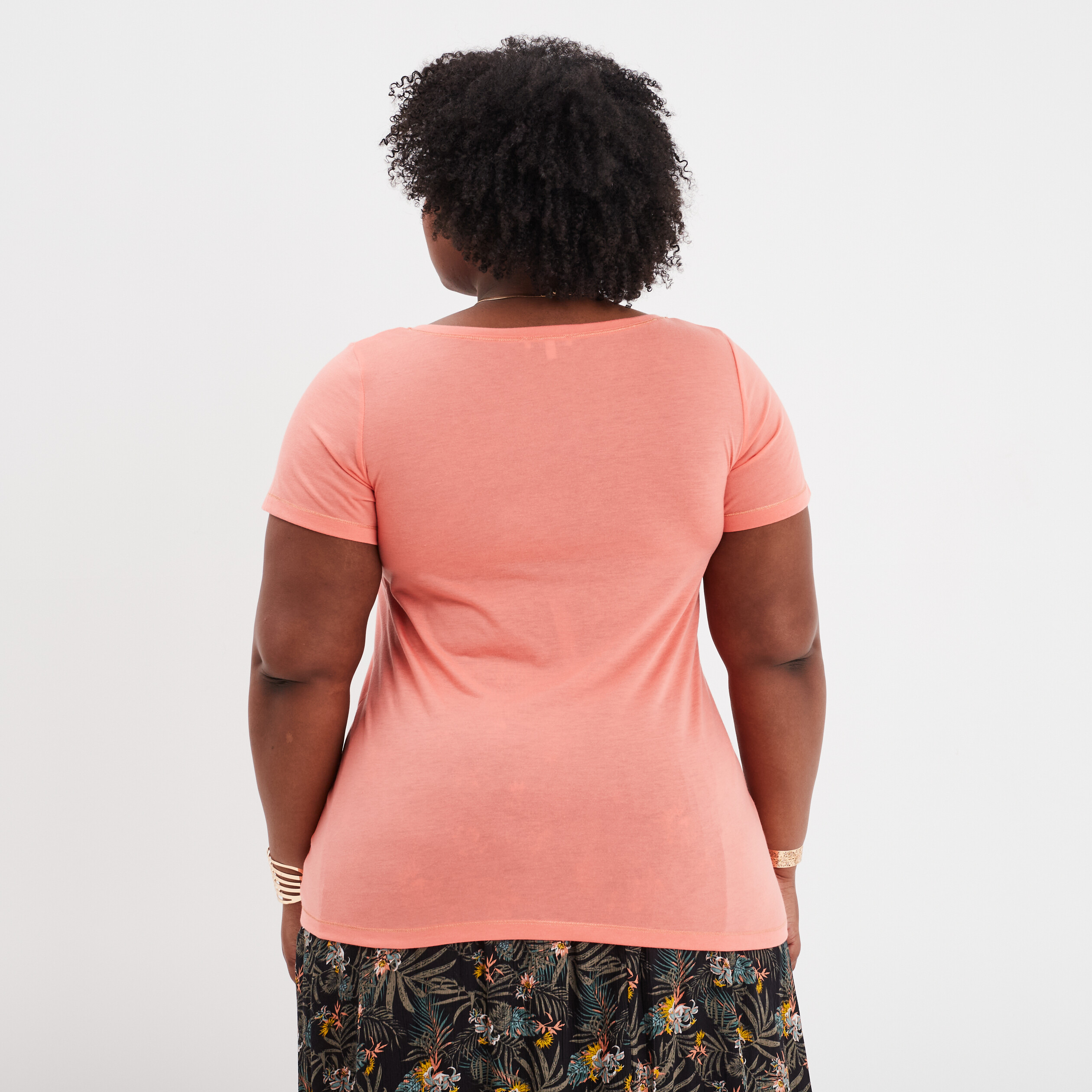 t shirt manches courtes col v vieux rose femmegt T-shirt manches courtes col V vieux rose femme grande taille