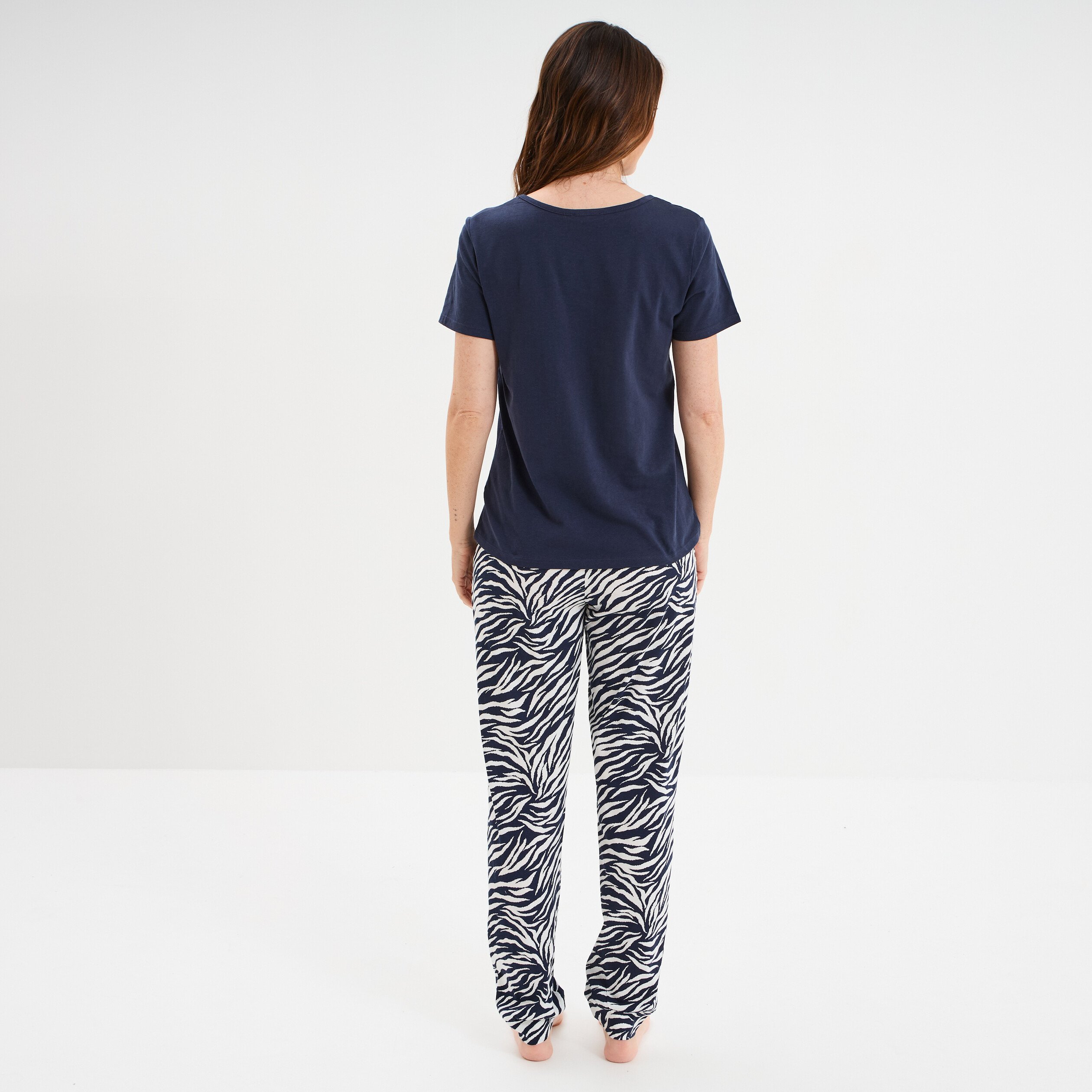 ensemble pyjama pantalon t shirt coton bleu marine femme Ensemble pyjama pantalon t-shirt coton bleu marine femme