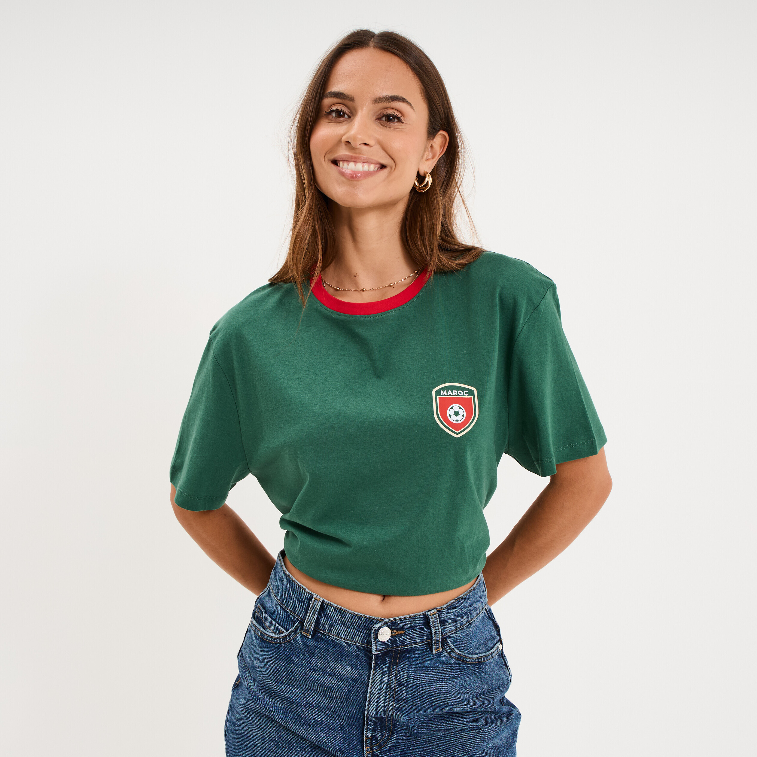 T-shirt maillot de football Maroc vert mixte