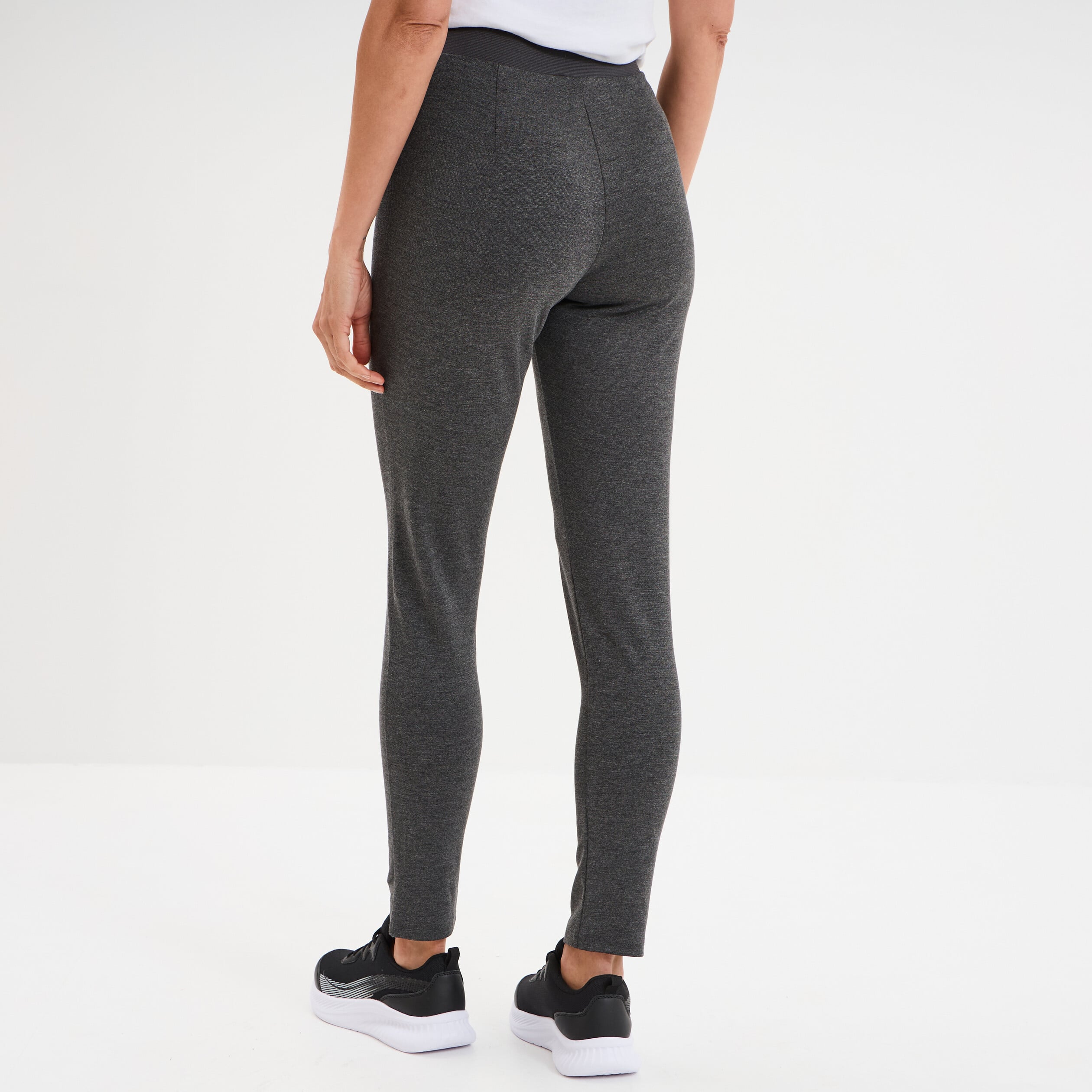 Legging taille haute &eacute;lastiqu&eacute;e gris fonc&eacute; femme