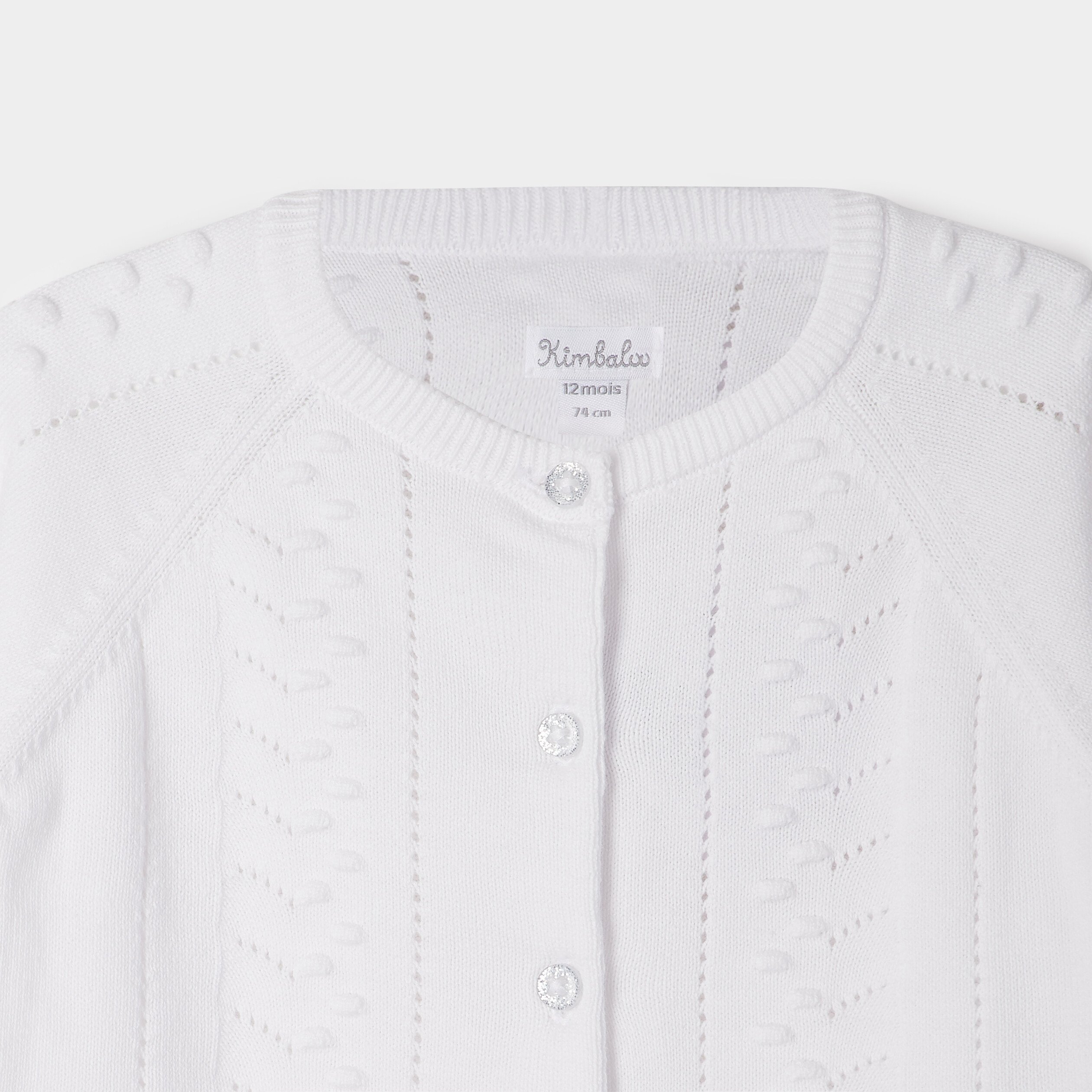 gilet manches longues boutonne coton blanc bebef Gilet manches longues boutonné coton blanc bébé fille
