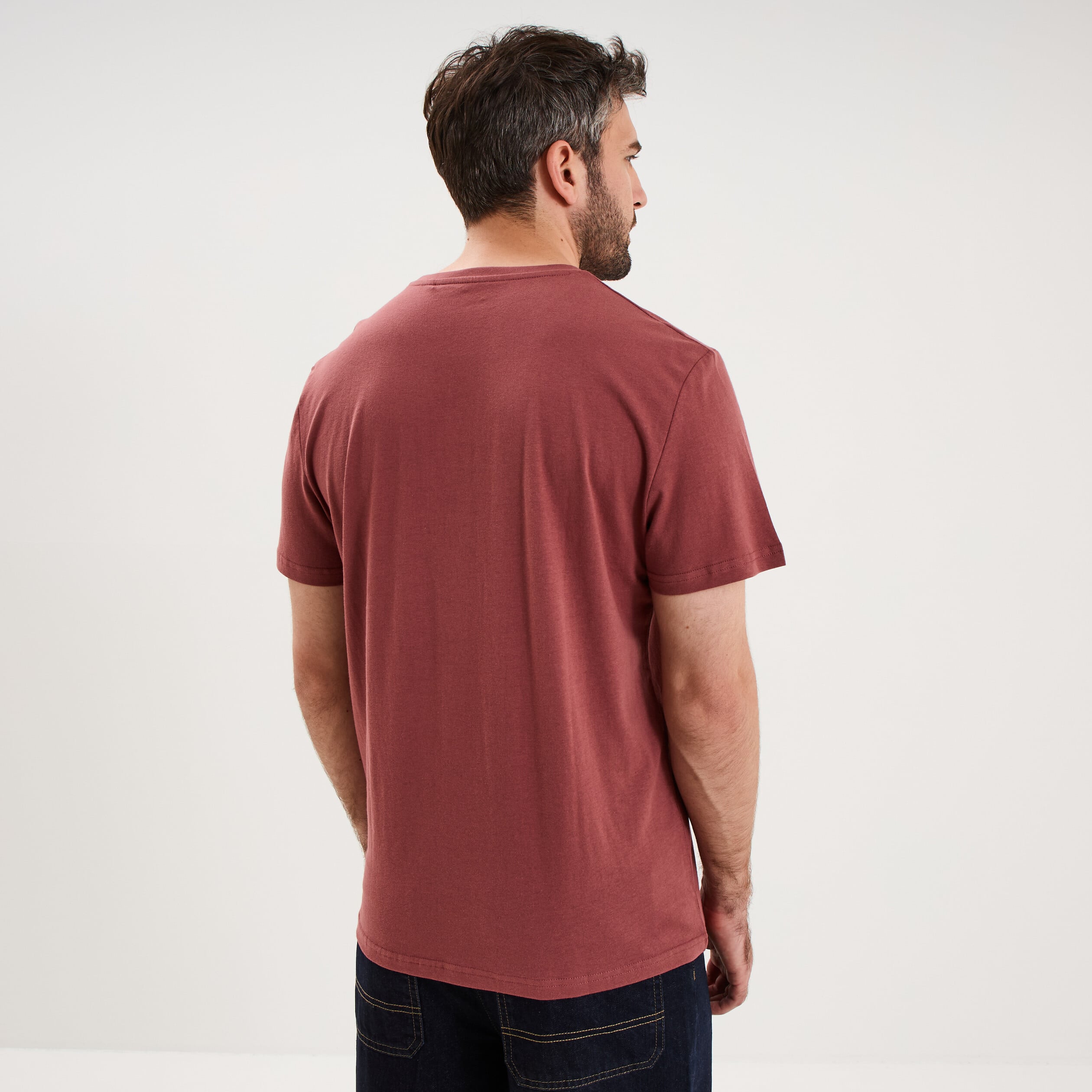 T-shirt droit en coton manches courtes vieux rose homme